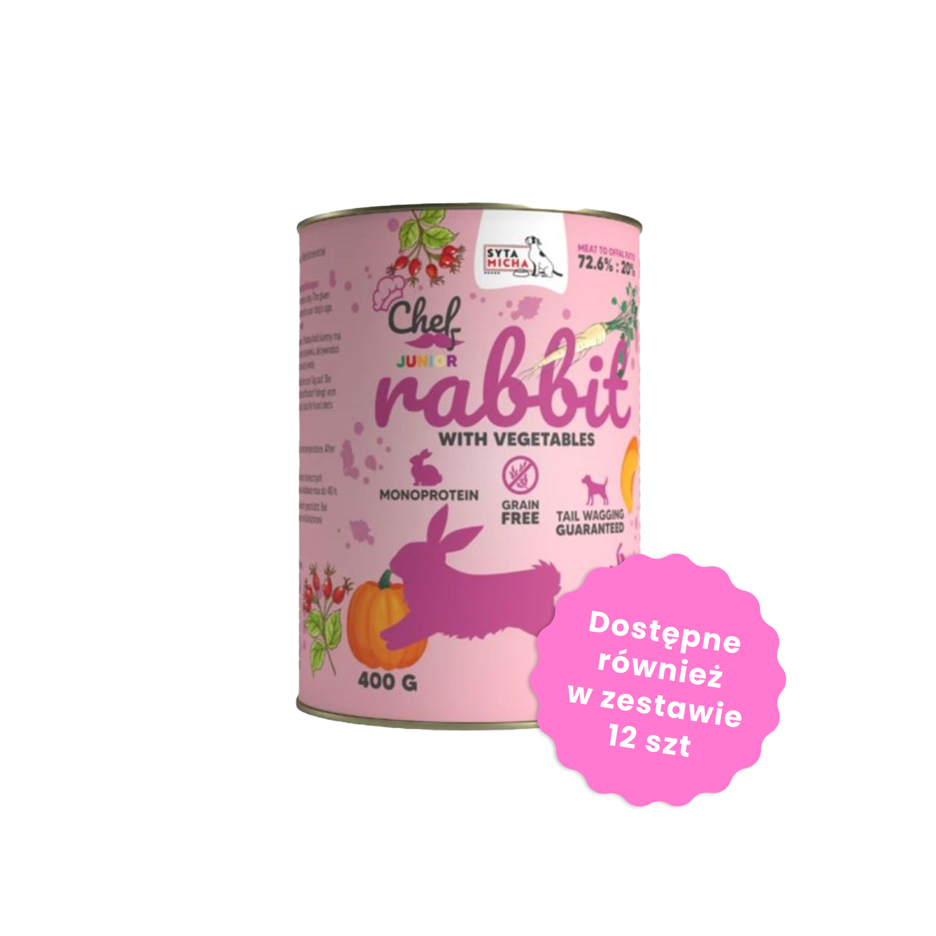 Syta Micha Karma mokra CHEF JUNIOR Królik z warzywami dla psów 400g