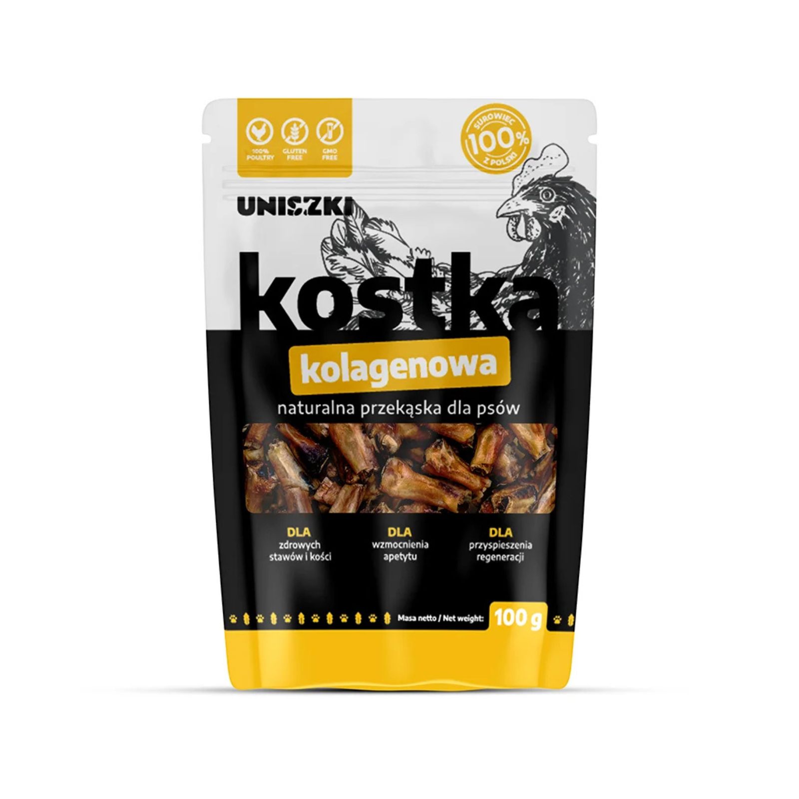 Uniszki Kostka kolagenowa naturalny przysmak dla psa 100g