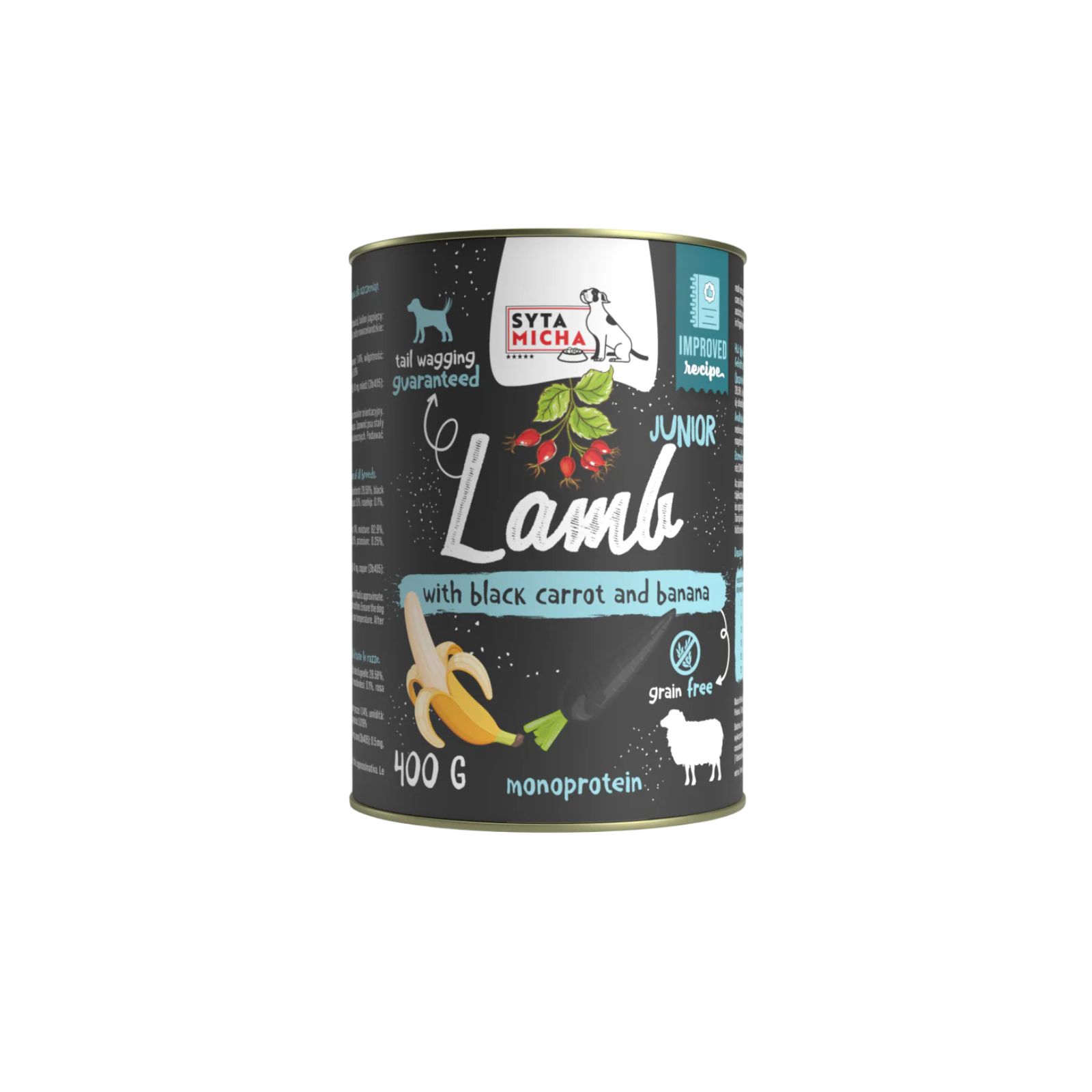 Syta Micha Karma mokra JUNIOR jagnięcina z czarną marchwią i bananem dla szczeniąt 400g