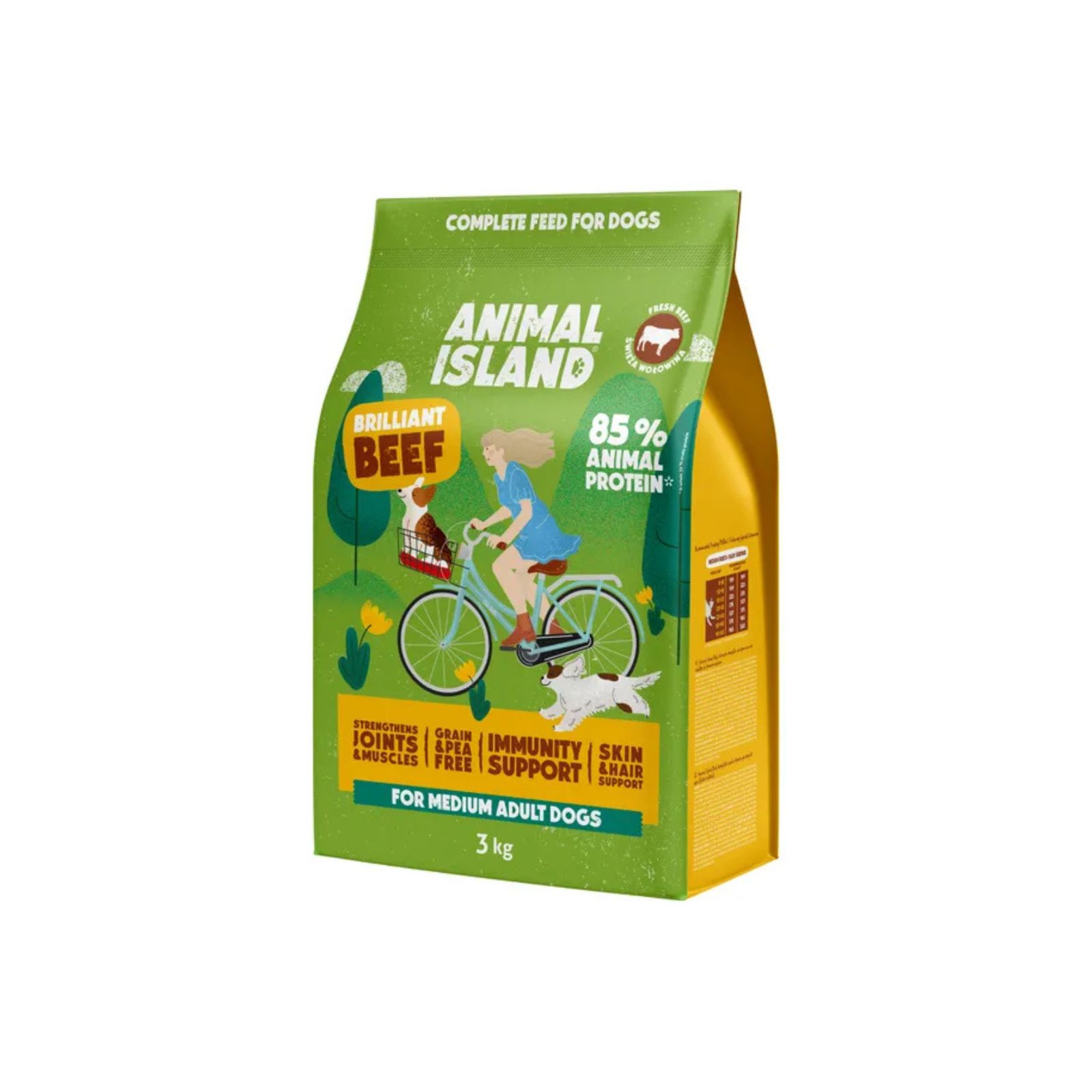 Animal Island Bezzbożowa karma sucha premium z wołowiną dla psów dorosłych ras średnich 3kg
