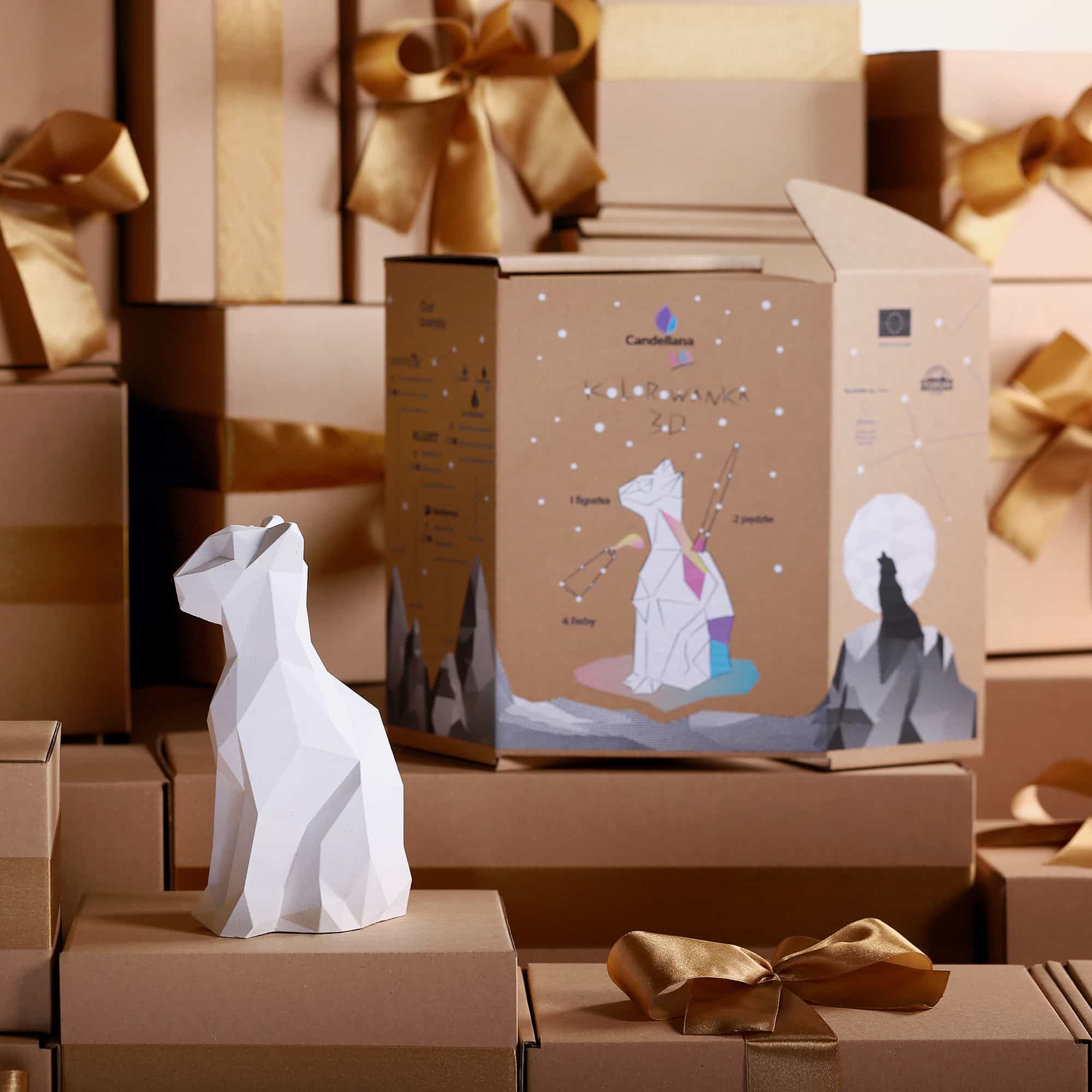 Candellana Kids Kolorowanka gipsowa 3D Cat Low Poly 