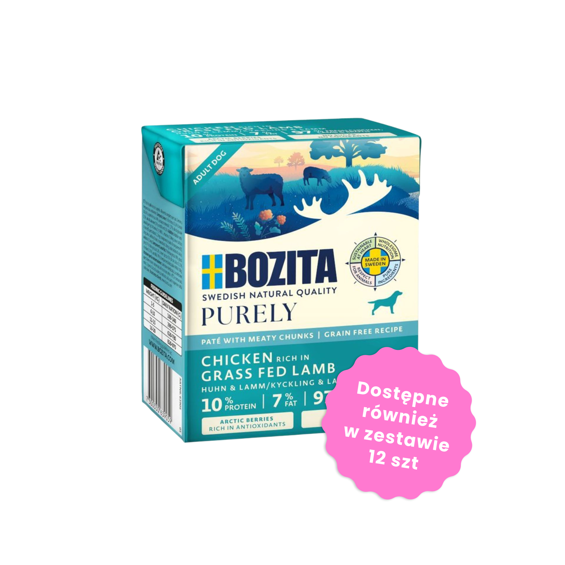 BOZITA Purely Paté pasztecik dla psa z kurczakiem i jagnięciną Tetra Recart 370g