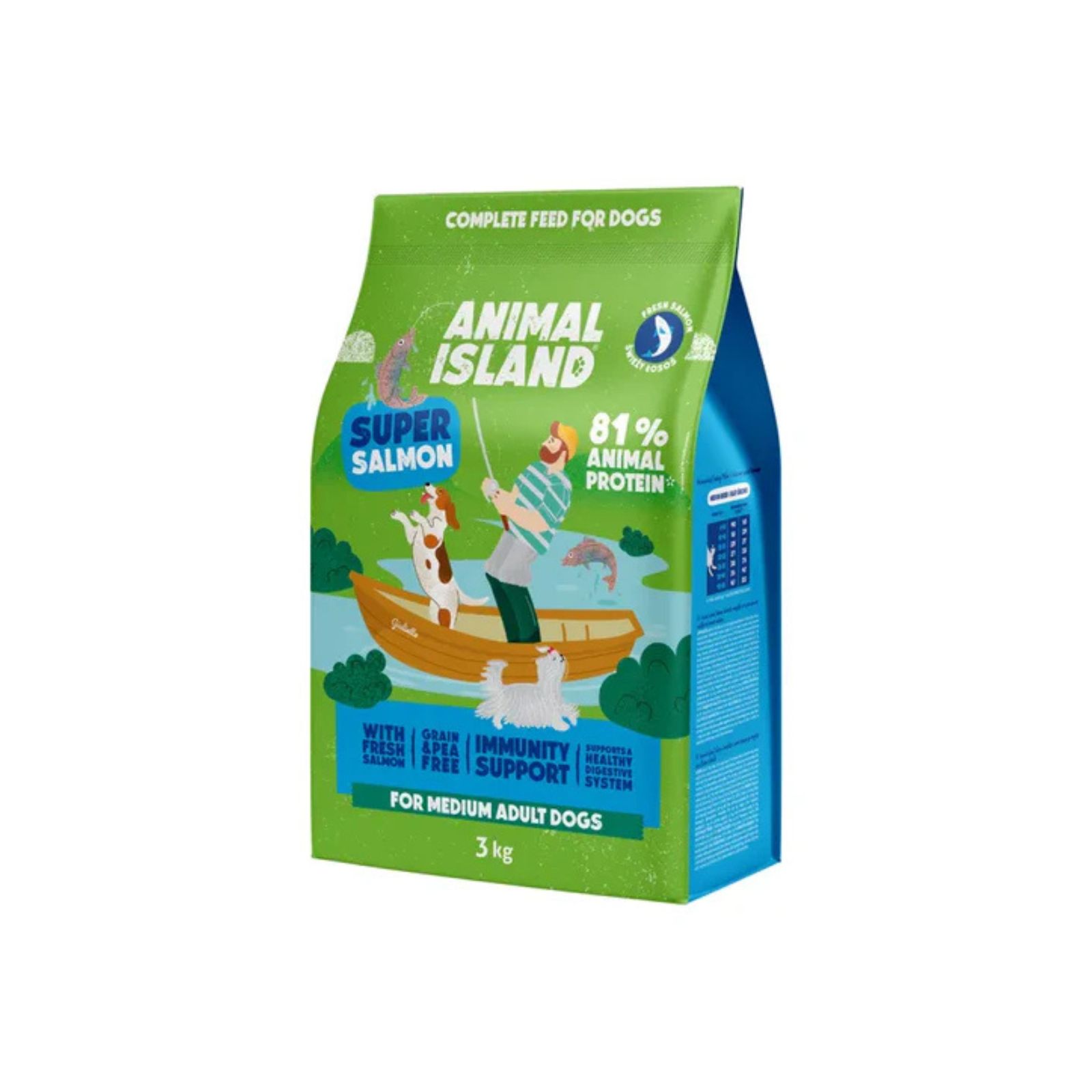 Animal Island Bezzbożowa karma sucha premium z łososiem dla psów dorosłych ras średnich 3kg