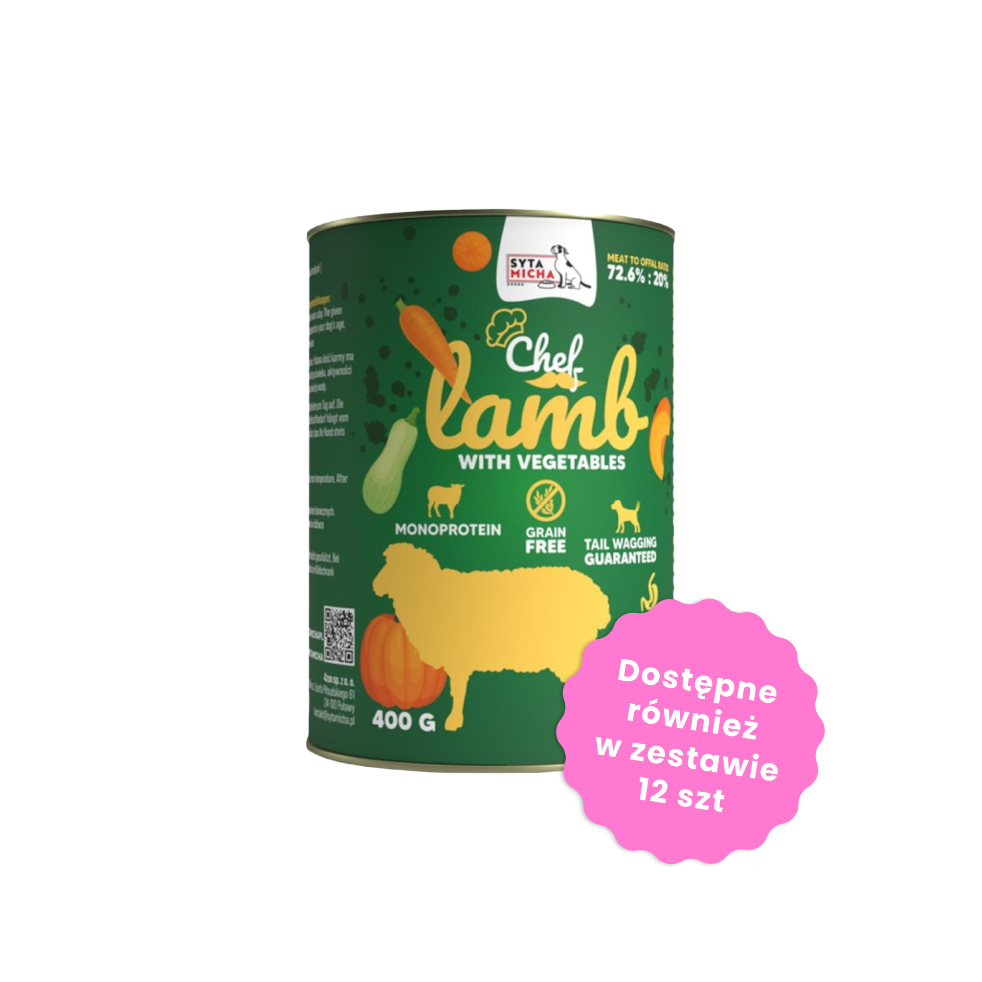 Syta Micha Karma mokra CHEF Jagnięcina z warzywami dla psów 400g