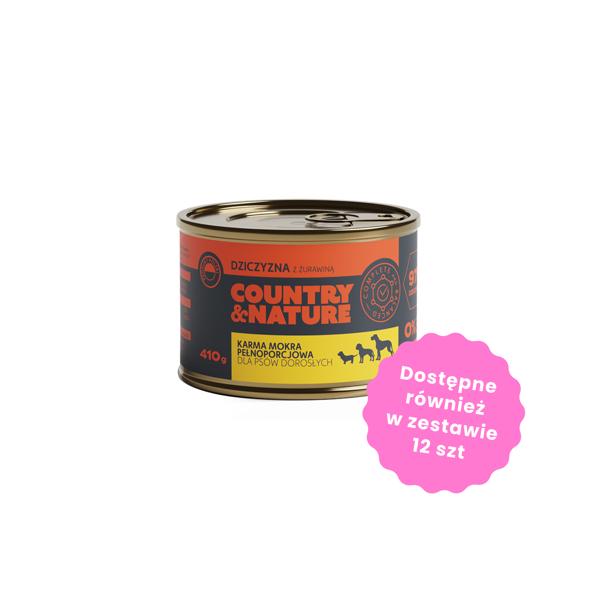 COUNTRY&NATURE Bezzbożowa mokra karma - dziczyzna z żurawiną 410g