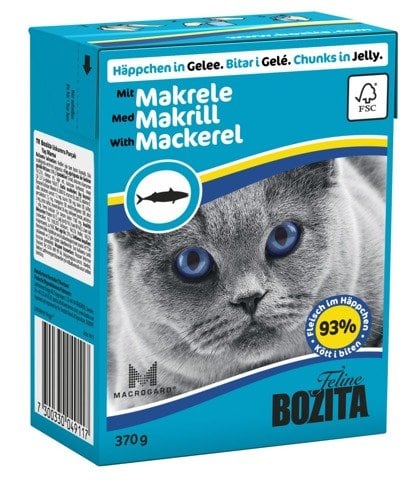 BOZITA Mięsne kawałeczki z makrelą w galaretce dla kota Tetra Recart 370g 