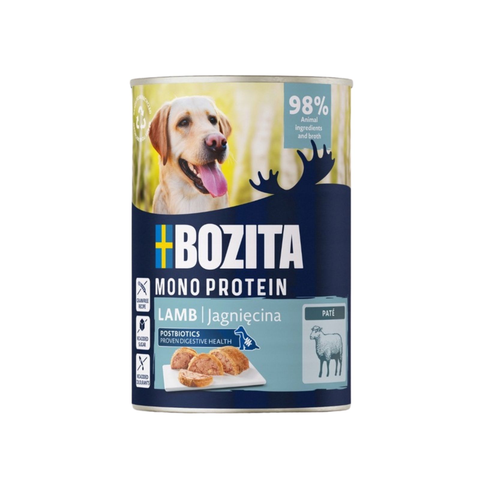 BOZITA Mono protein Lamb Jagnięcina z postbiotykiem mokra karma monobiałkowa dla psów 400g
