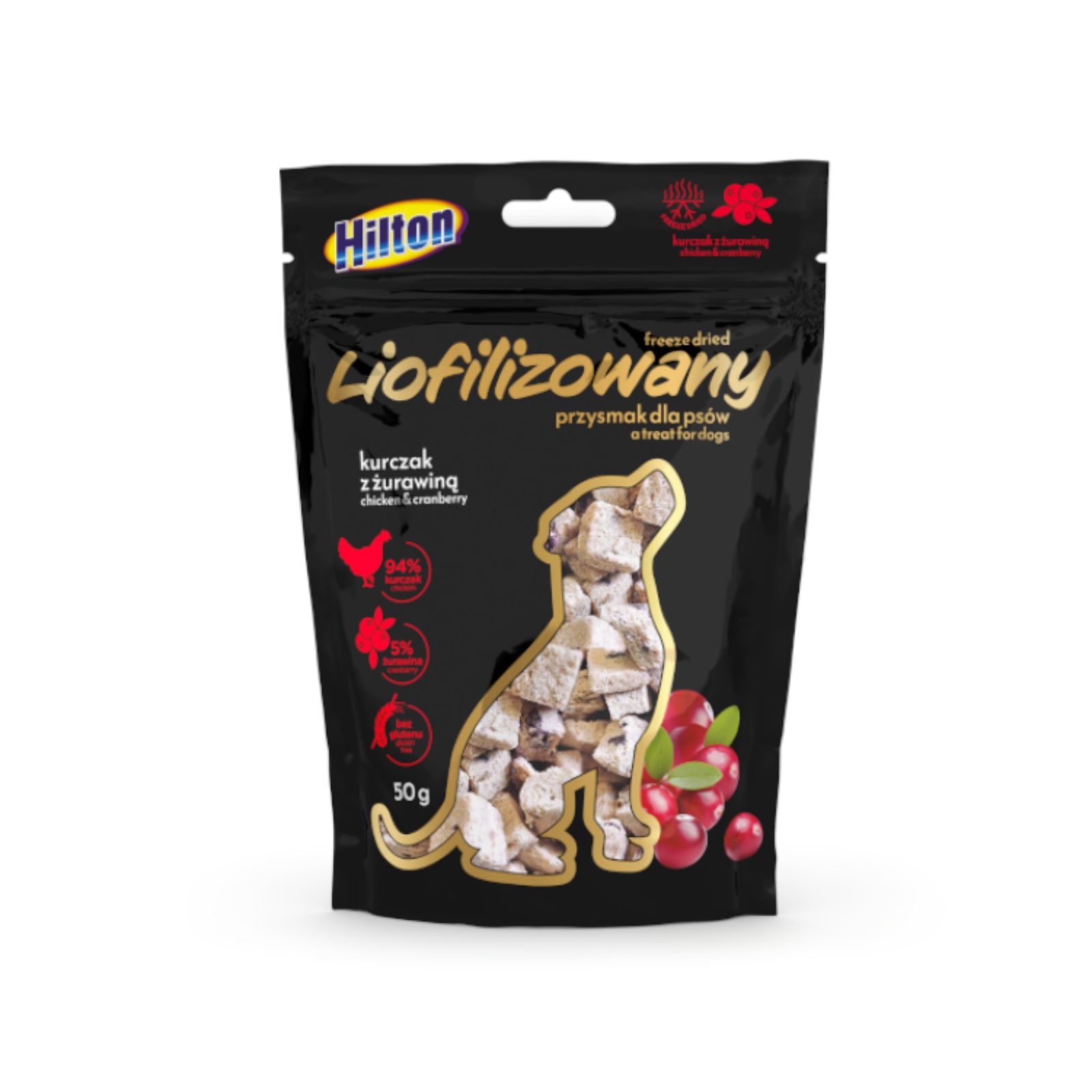 Hilton Liofilizowana kurczak z żurawiną przysmak dla psa 50g