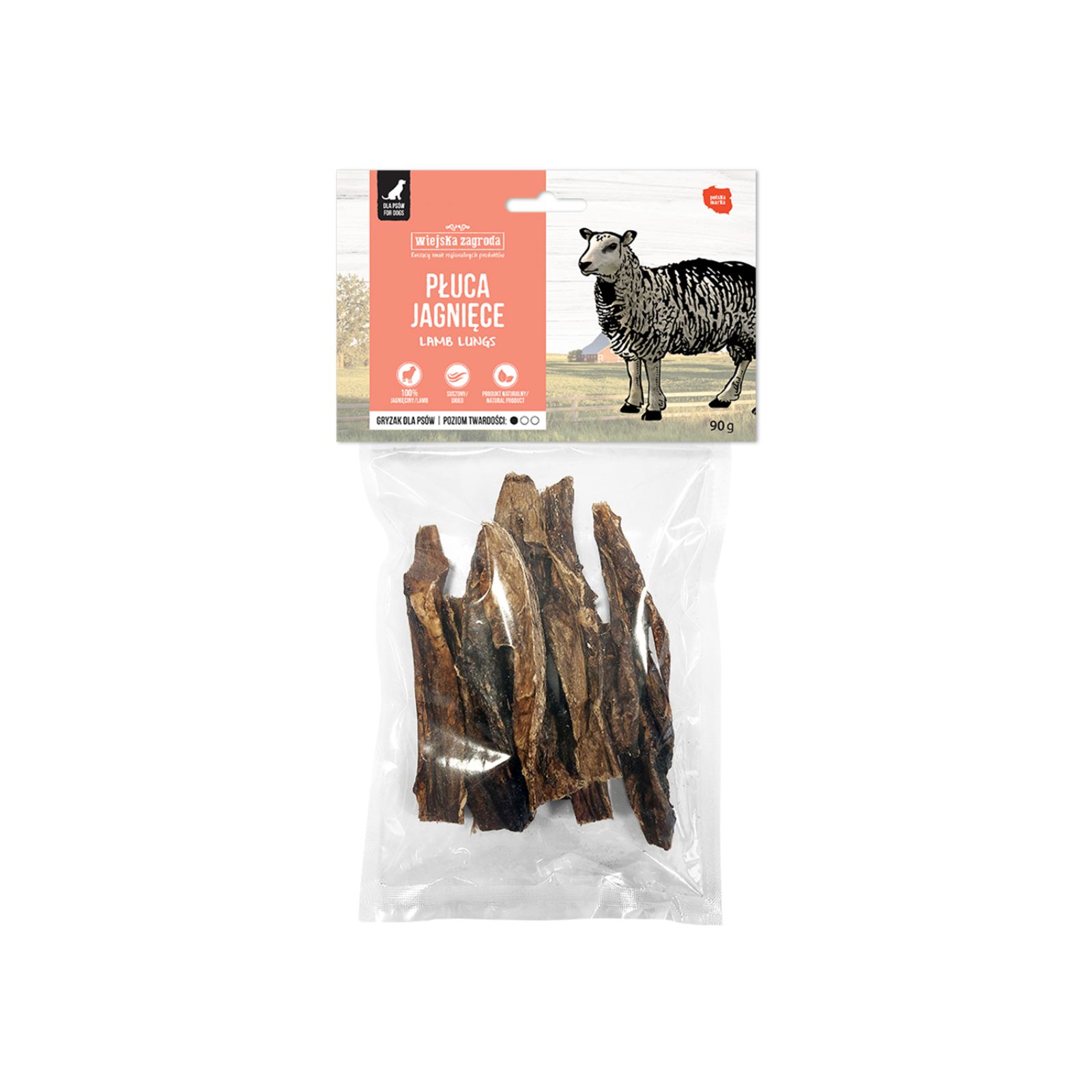 Wiejska Zagroda Gryzak płuca jagnięce przysmak dla psów dorosłych 90g