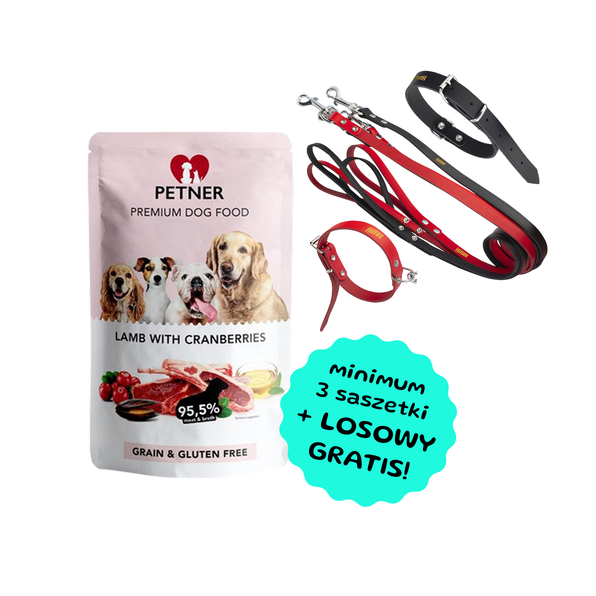 Petner Premium Dog Food lamb with cranberries jagnięcina z żurawiną karma mokra 500g - Smycz lub obroża GRATIS przy zakupie min. 3 saszetek Petner!