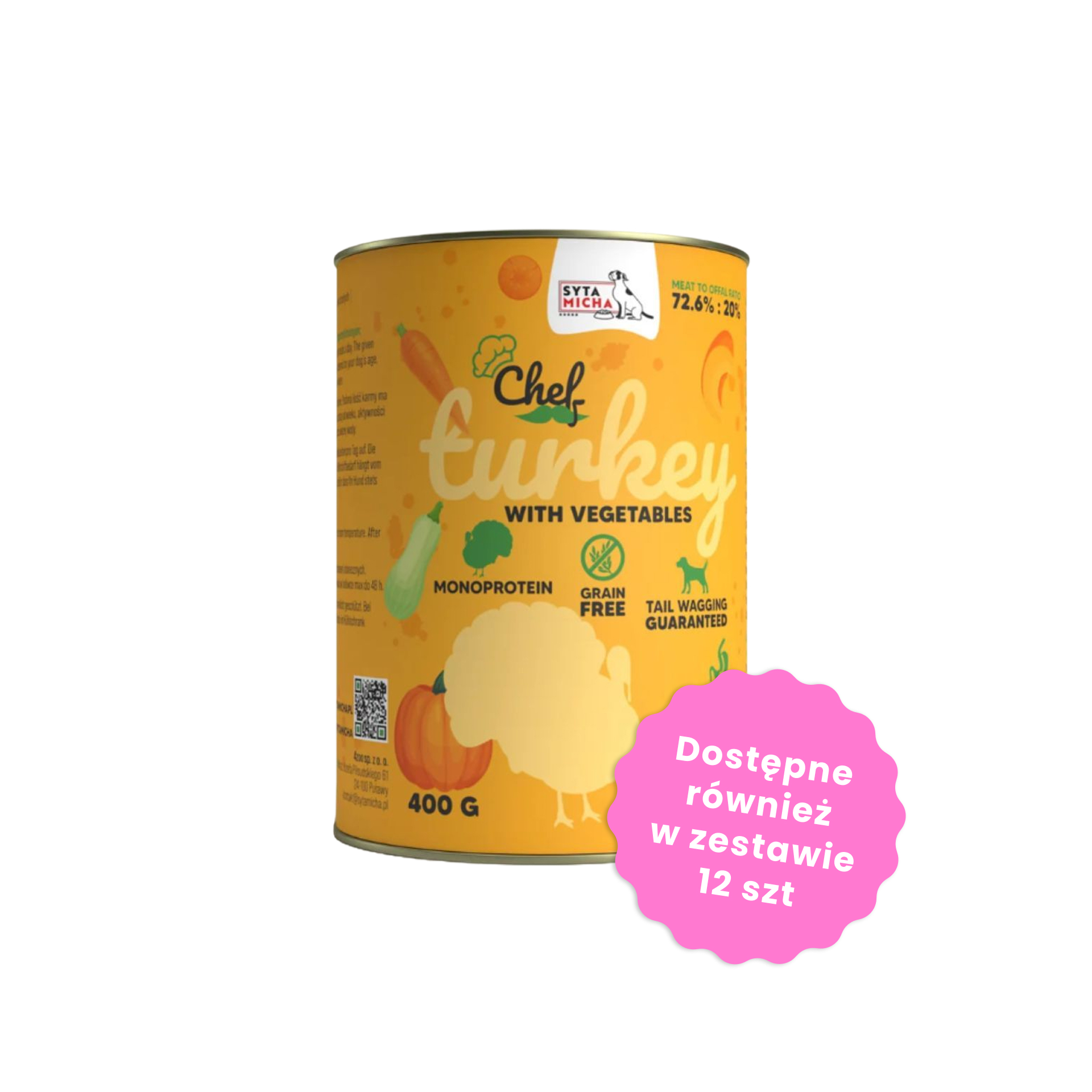 Syta Micha Karma mokra CHEF Indyk z warzywami dla psów 400g