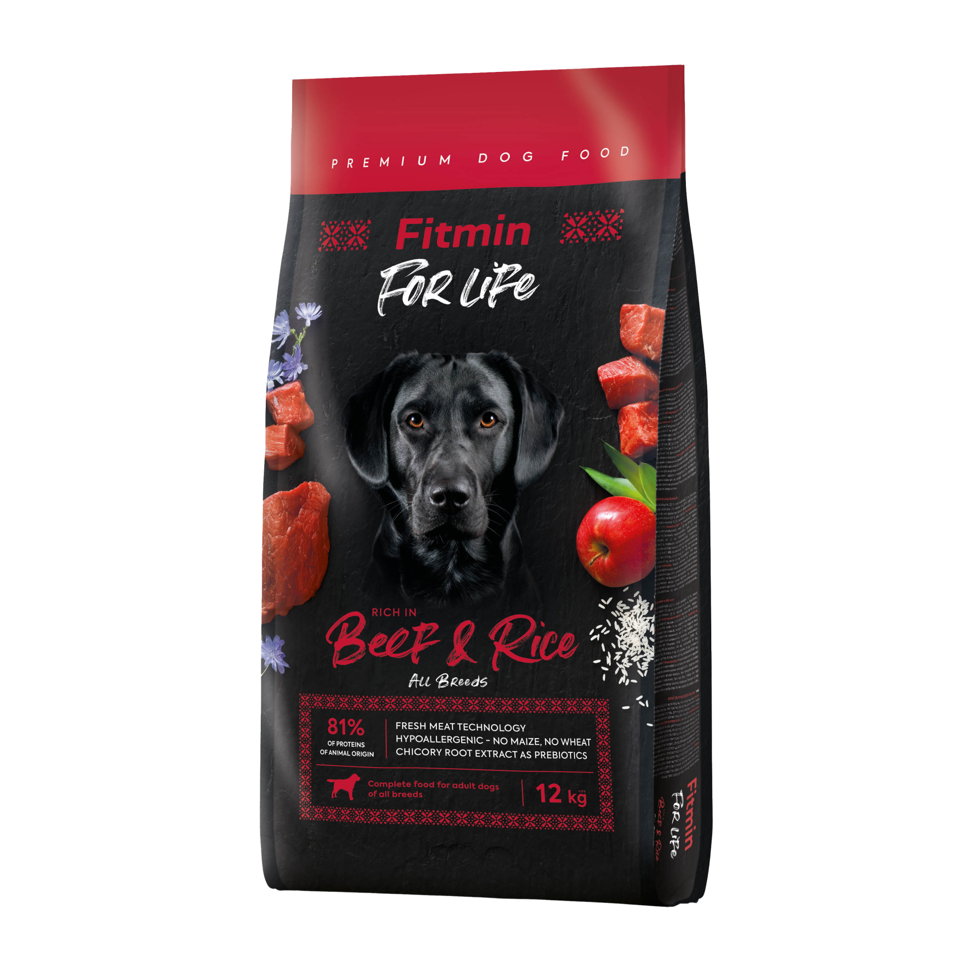 Fitmin Dog For Life Beef & Rice karma sucha z wołowiną i ryżem dla dorosłych psów 12kg