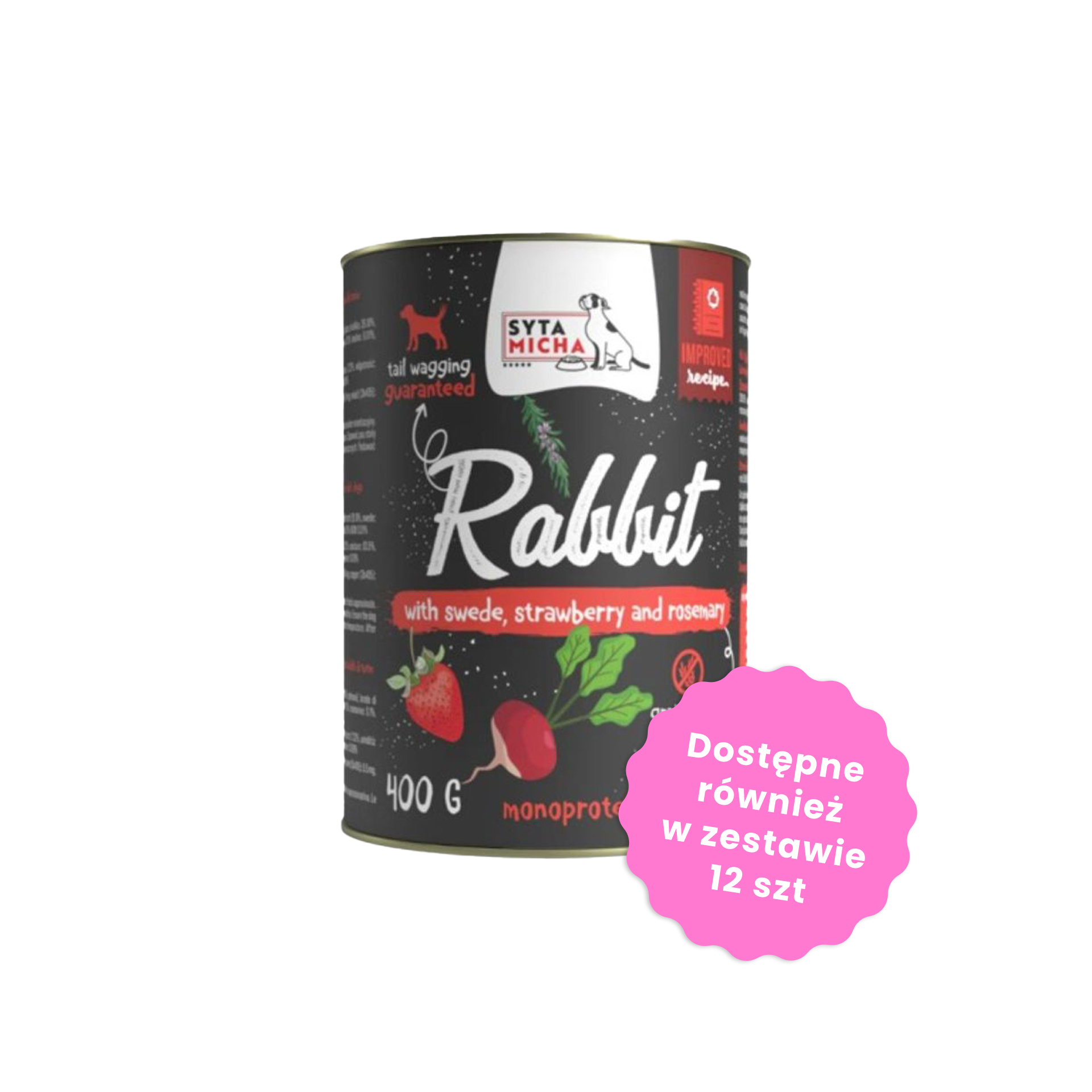 Syta Micha Karma mokra królik z brukwią i truskawką dla psów 400g