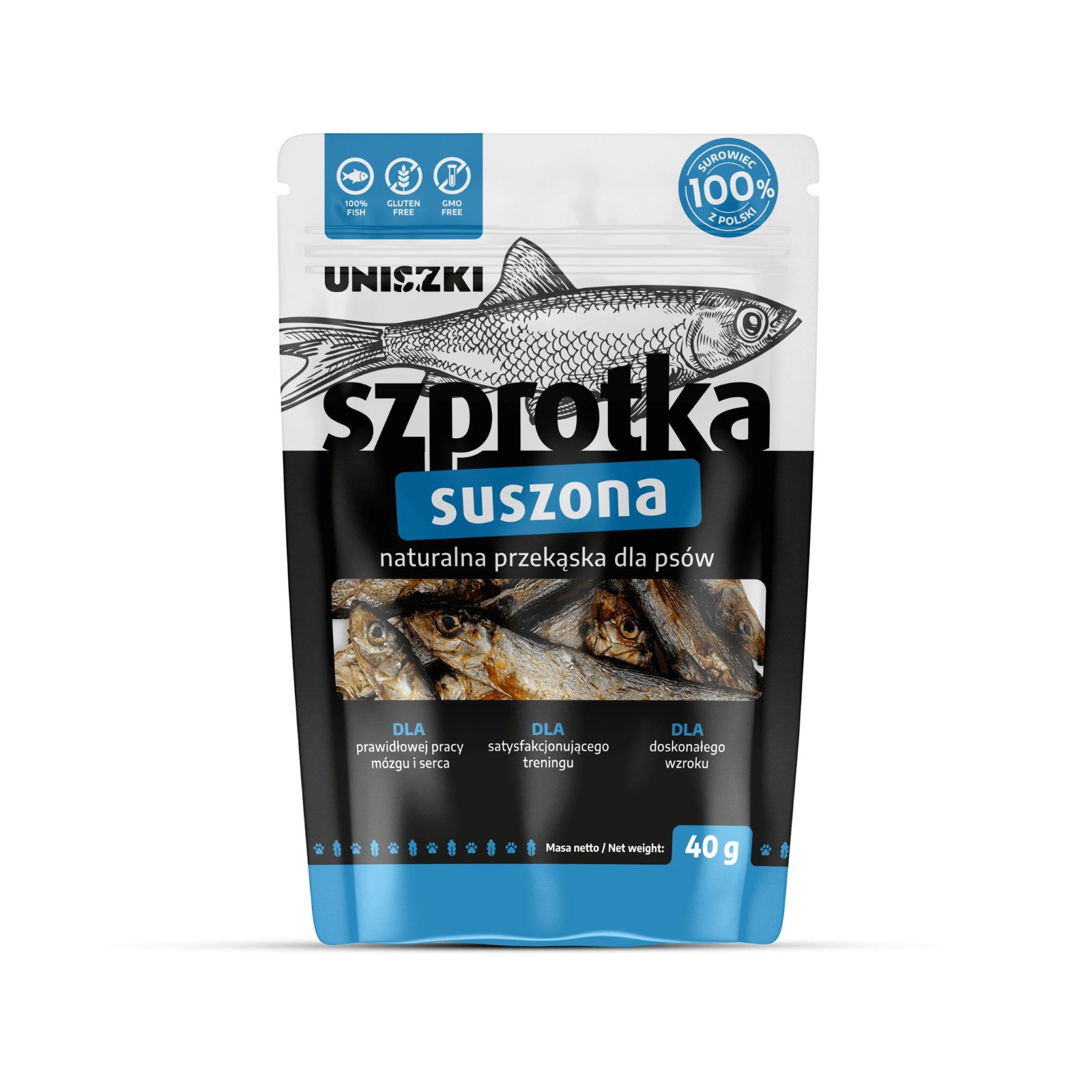 Uniszki Szprotka suszona naturalny przysmak dla psa 40g