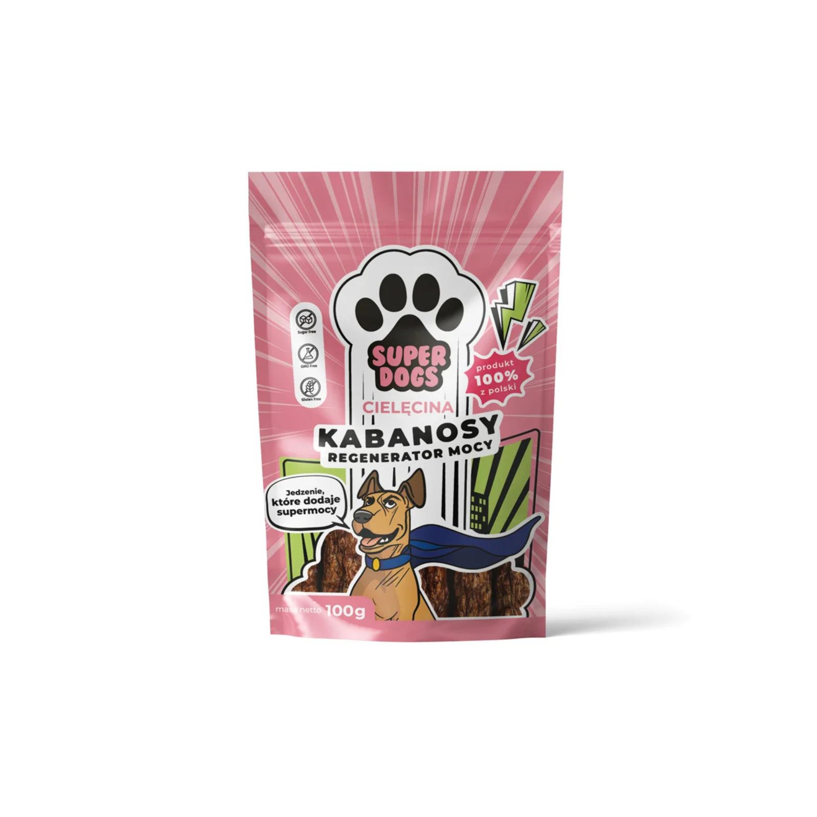 SUPERDOGS Kabanosy Regenerator Mocy cielęcina przysmak dla psa 100g 