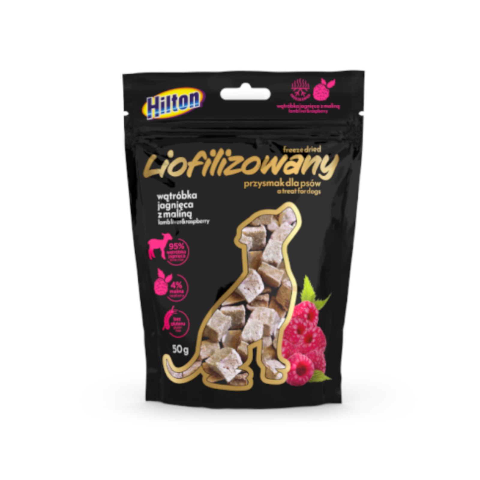 Hilton Liofilizowana wątróbka jagnięca z maliną przysmak dla psa 50g
