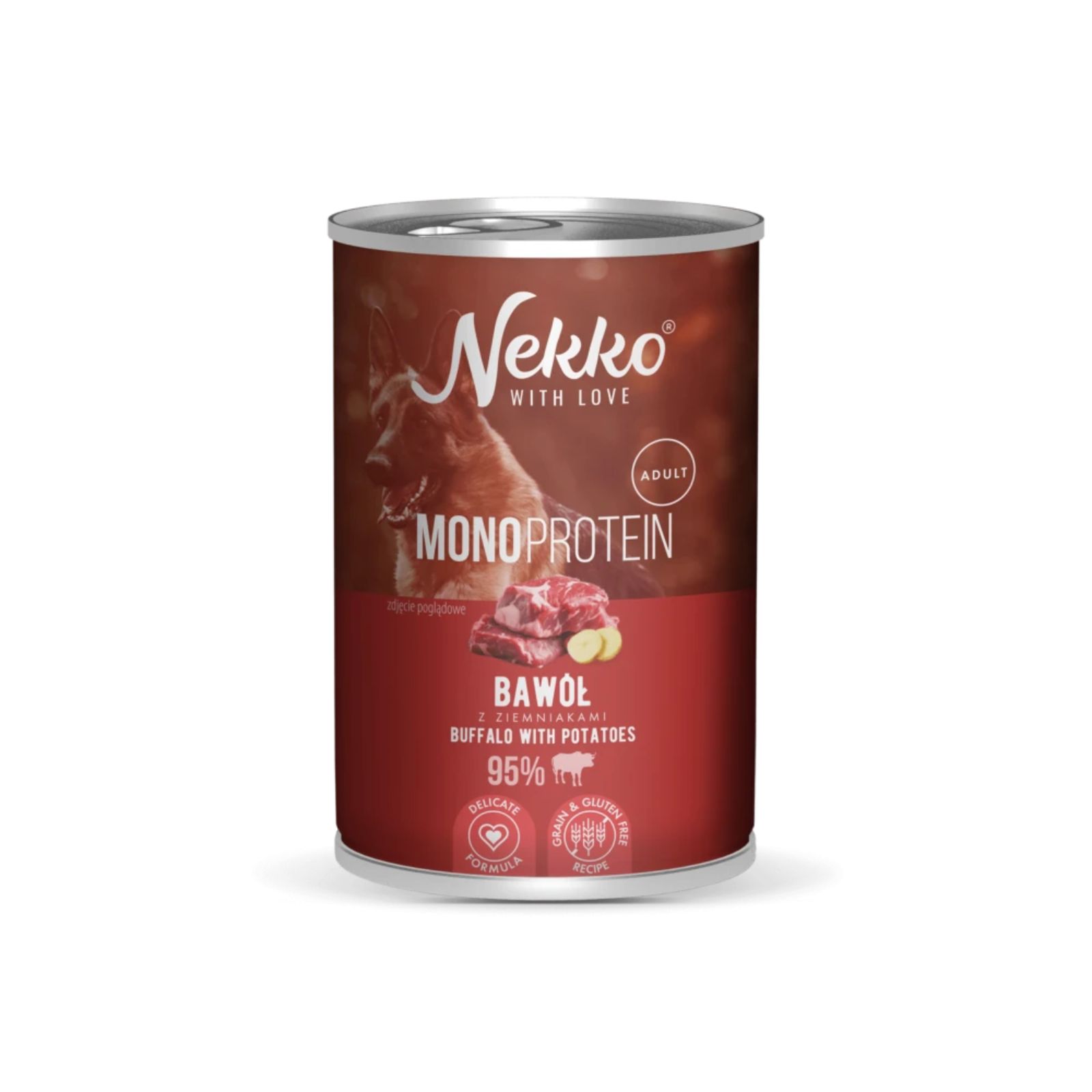 NEKKO MONOPROTEIN Adult Bawół z ziemniakami mokra karma dla psa 400g 