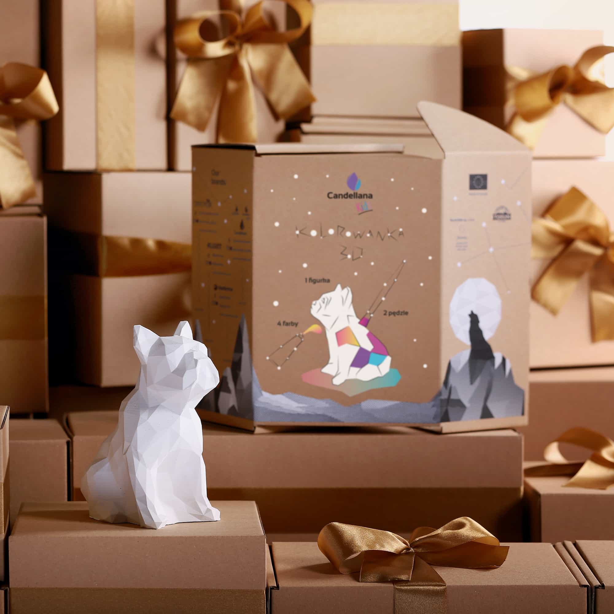 Candellana Kids Kolorowanka gipsowa 3D Bulldog Low Poly