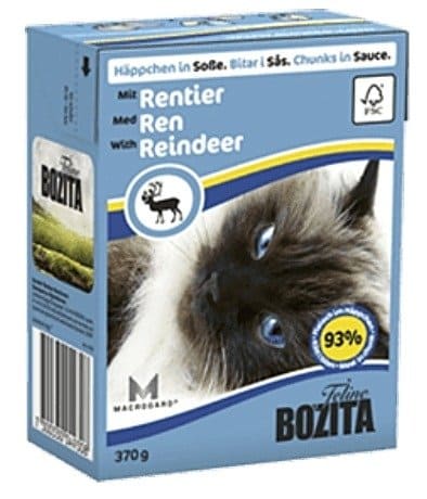 BOZITA Mięsne kawałeczki w sosie z reniferem dla kota Tetra Recart 370g 