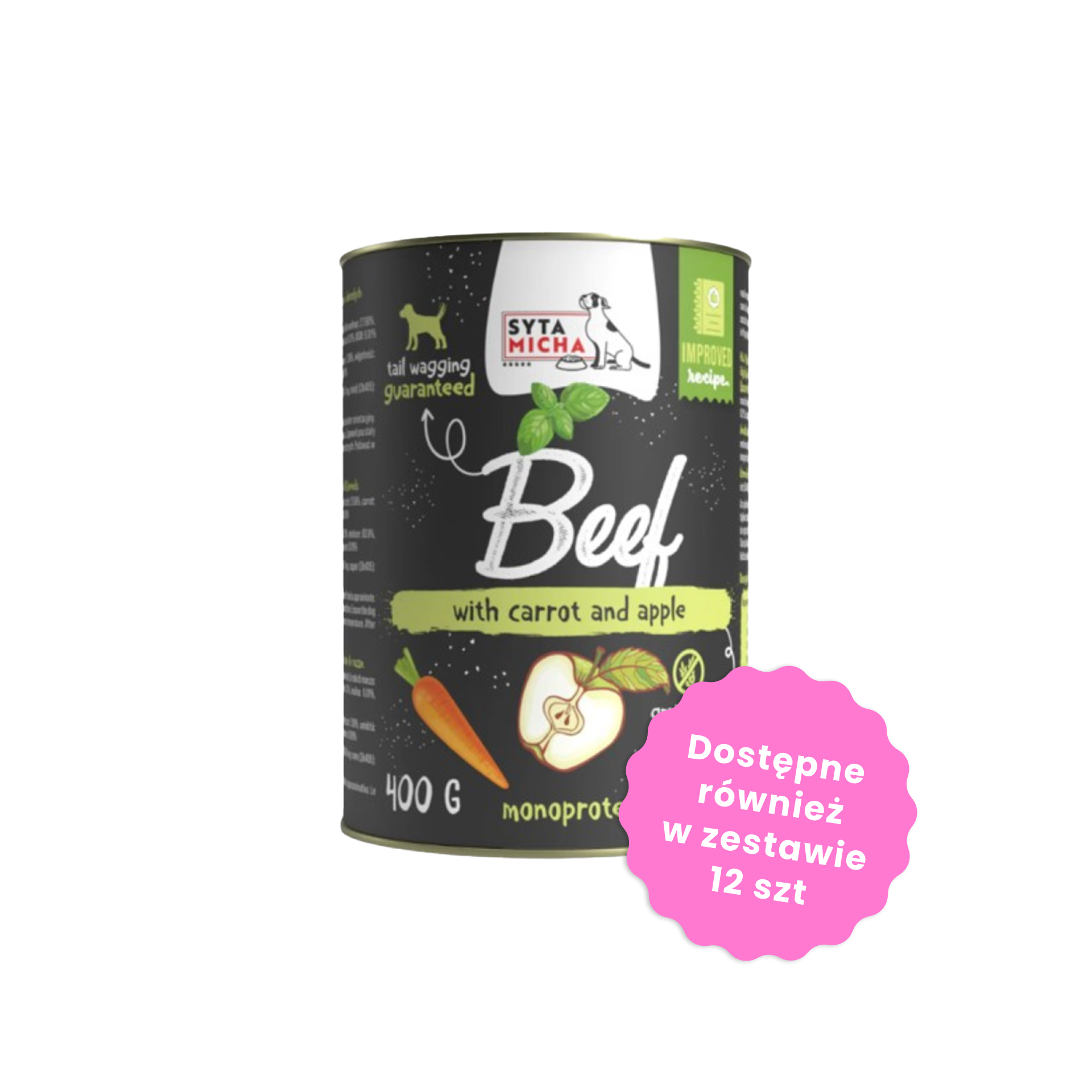 Syta Micha Karma mokra wołowina z marchewką, jabłkiem i bazylią dla psów 400g