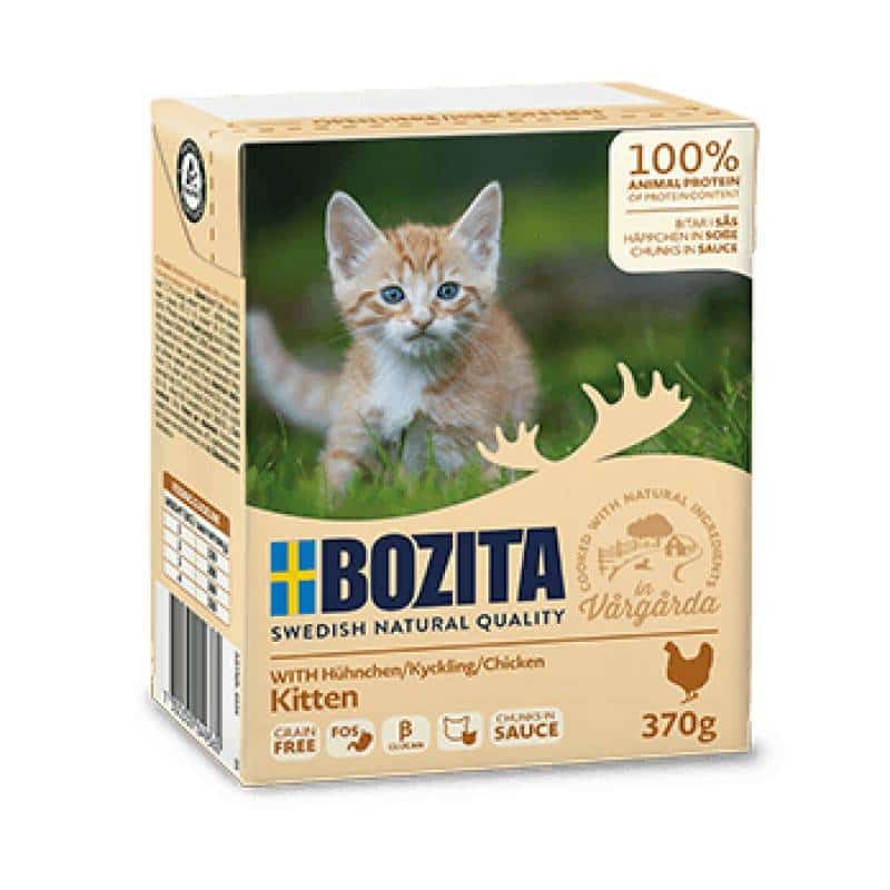 BOZITA Kitten kurczak w sosie dla kociąt i ciężarnych kotek Tetra Recart 370g 