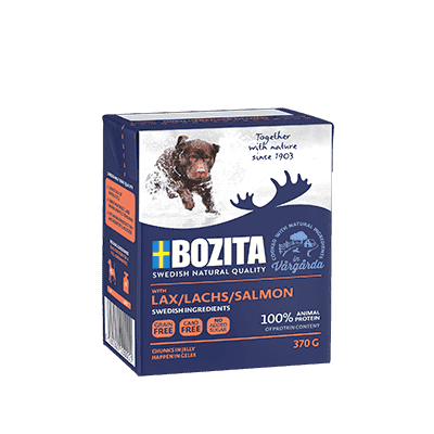 BOZITA Mięsne kawałki z łososiem w galaretce dla psa Tetra Recart 370g