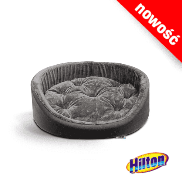 Hilton Legowisko szare owalne z poduszką 53x44x16cm dla psa 