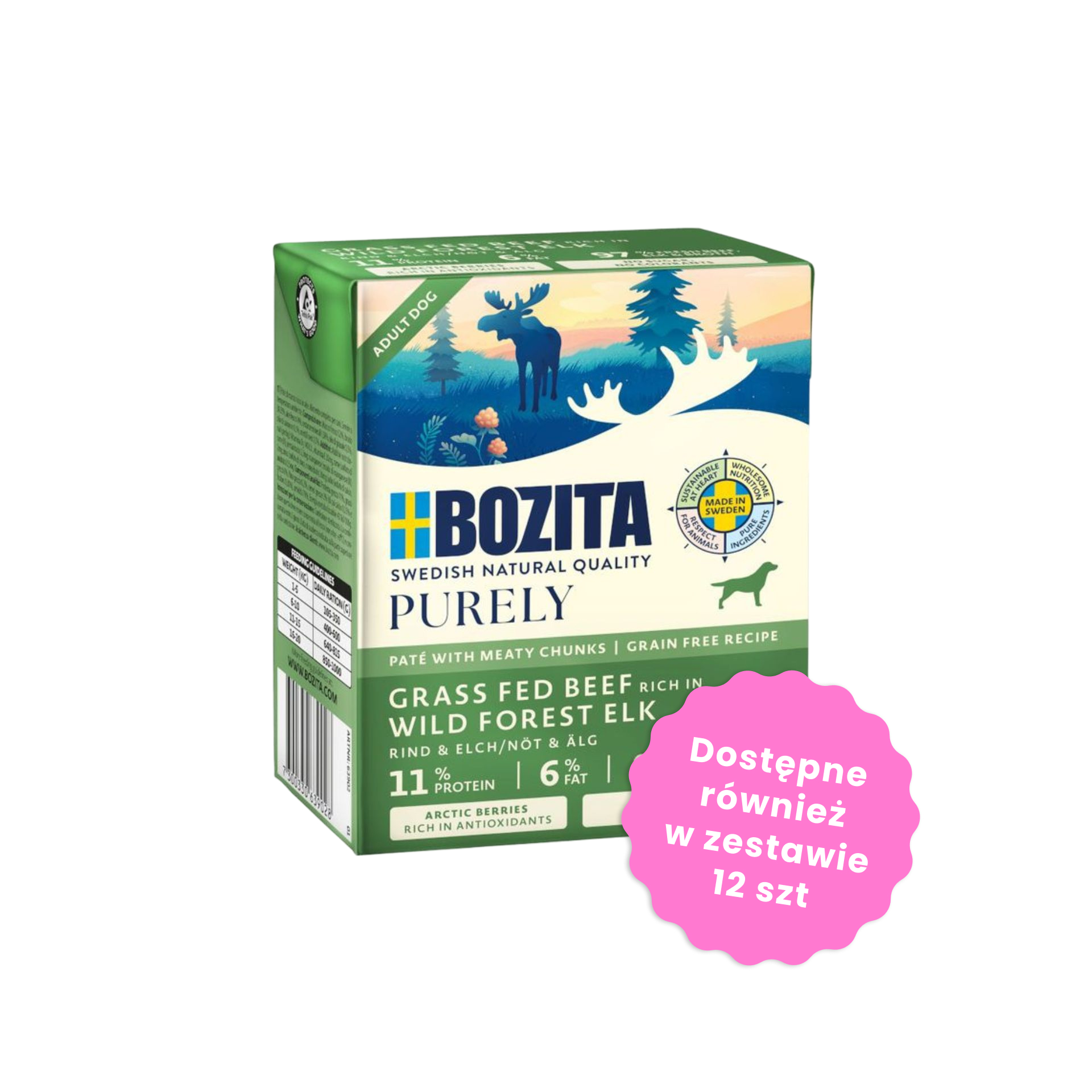 BOZITA Purely Paté pasztecik dla psa z wołowiną i łosiem Tetra Recart 370g