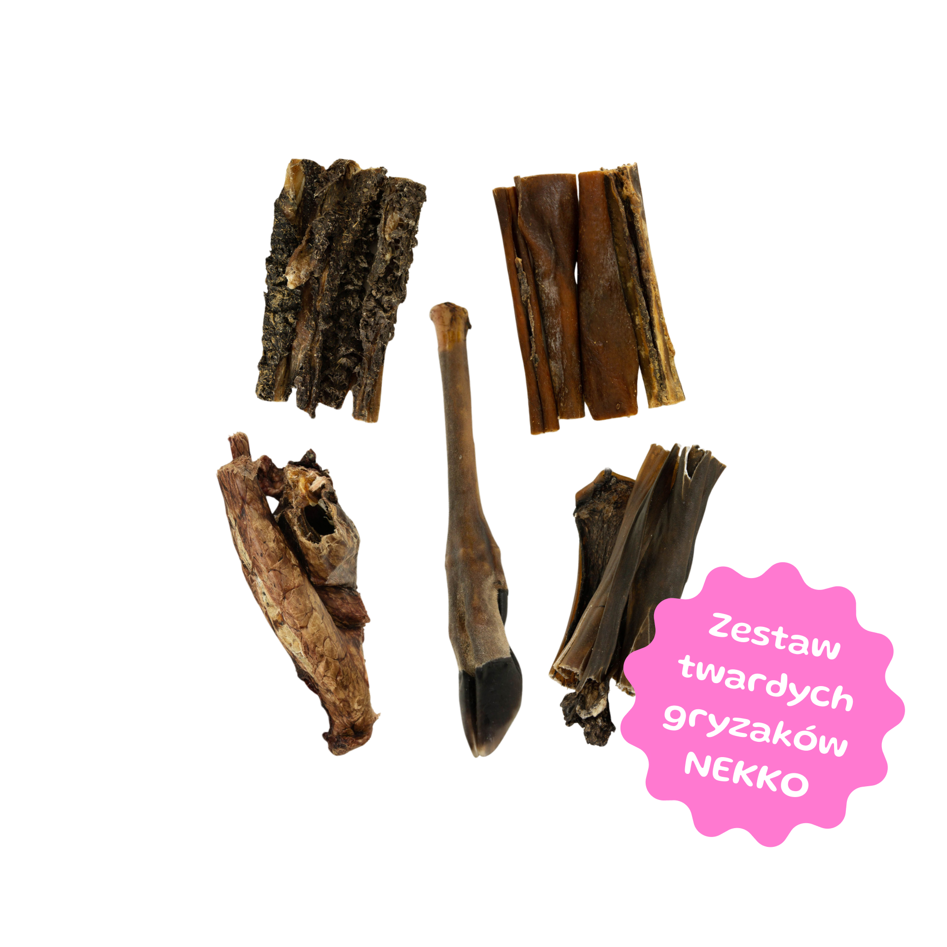 Zestaw 5 twardych gryzaków NEKKO dla psów na mocne zęby i zdrową jamę ustną