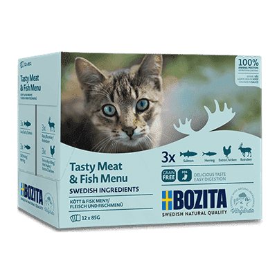 BOZITA Zestaw 12 saszetek: mięsne i rybne kawałki w sosie 12x85g 