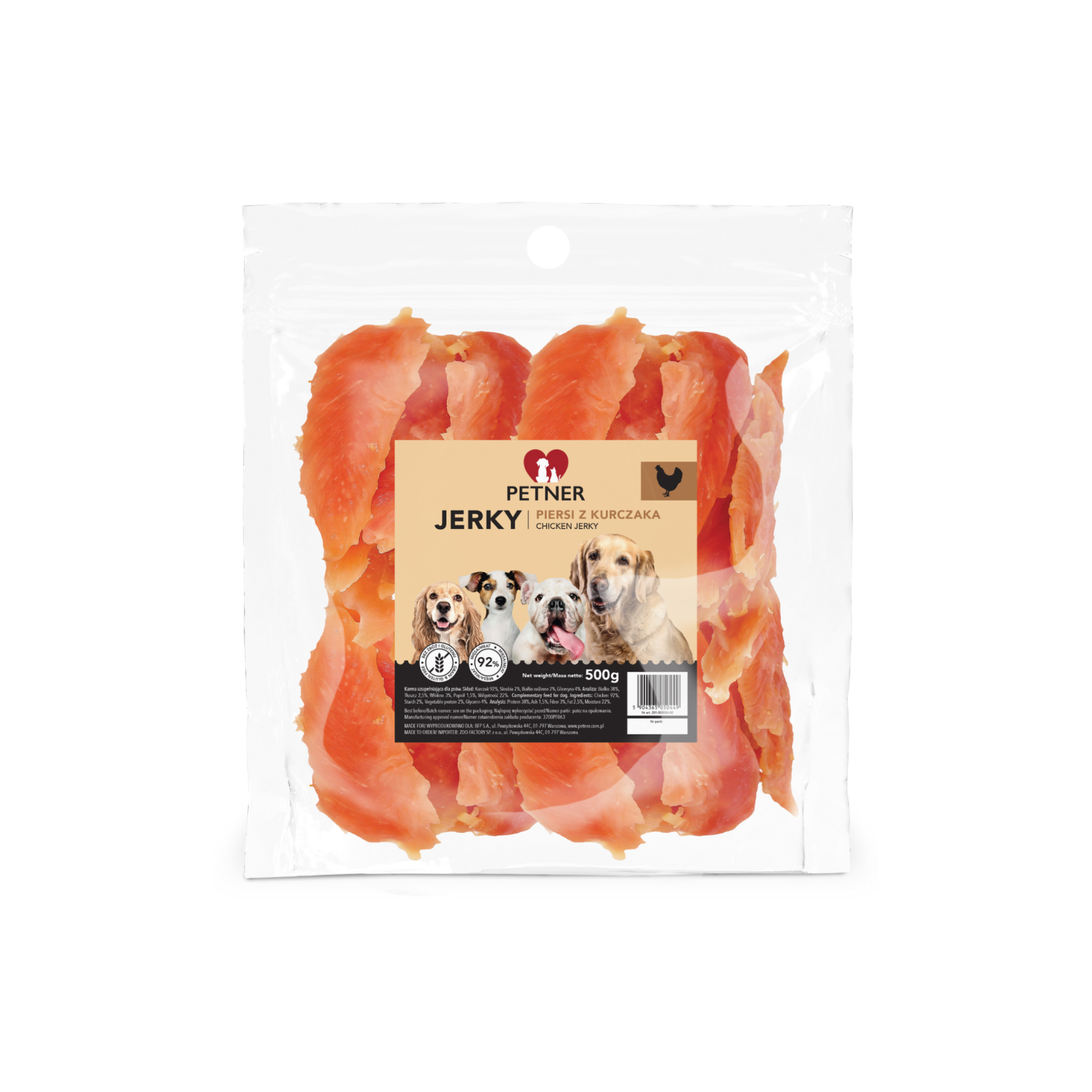 Petner jerky piersi z kurczaka 500g