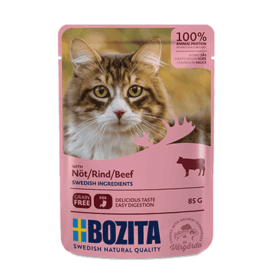 BOZITA kawałeczki mięsa w sosie z wołowiną dla kota saszetka 85g