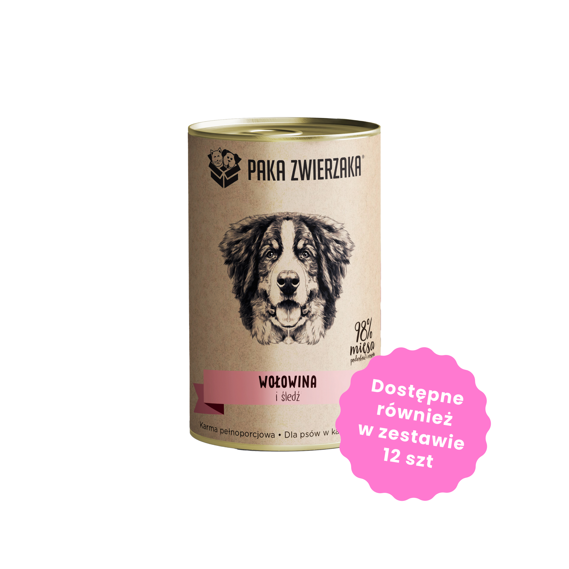 PAKA ZWIERZAKA Wołowina i śledź 400g karma mokra dla psów w każdym wieku