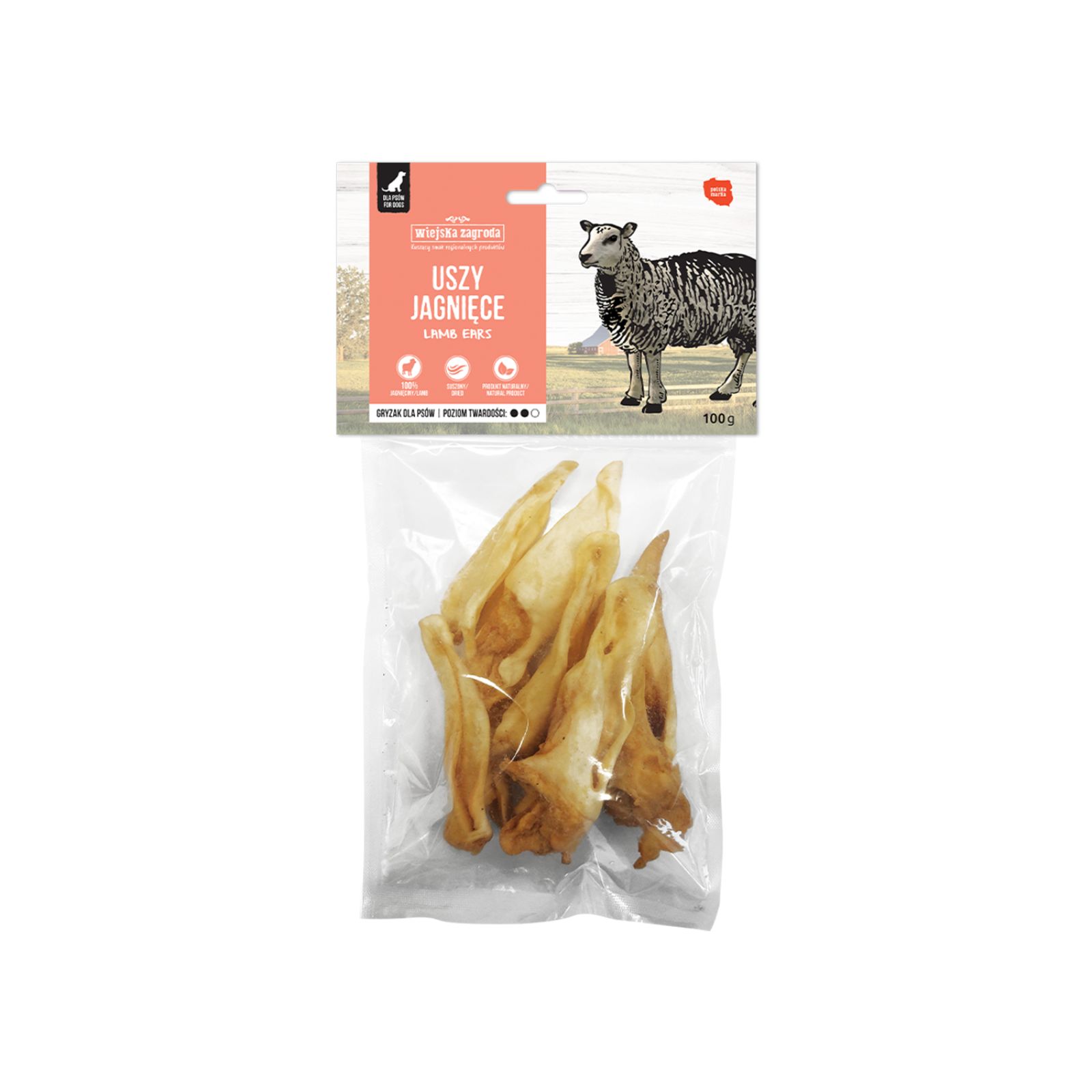 Wiejska Zagroda Gryzak uszy jagnięce przysmak dla psów dorosłych 100g 