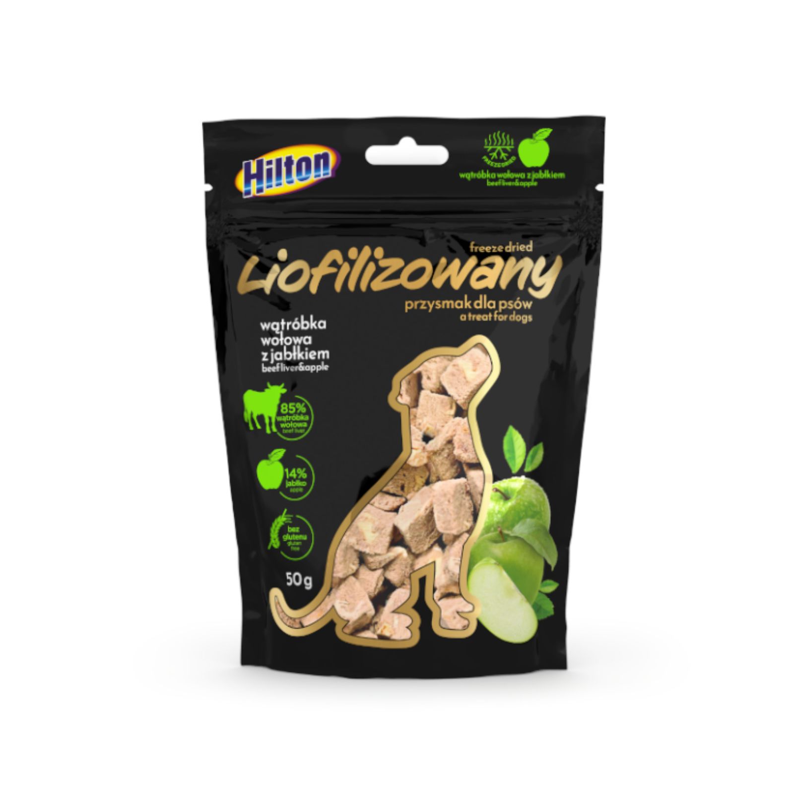 Hilton Liofilizowana wątróbka wołowa z jabłkiem przysmak dla psa 50g 