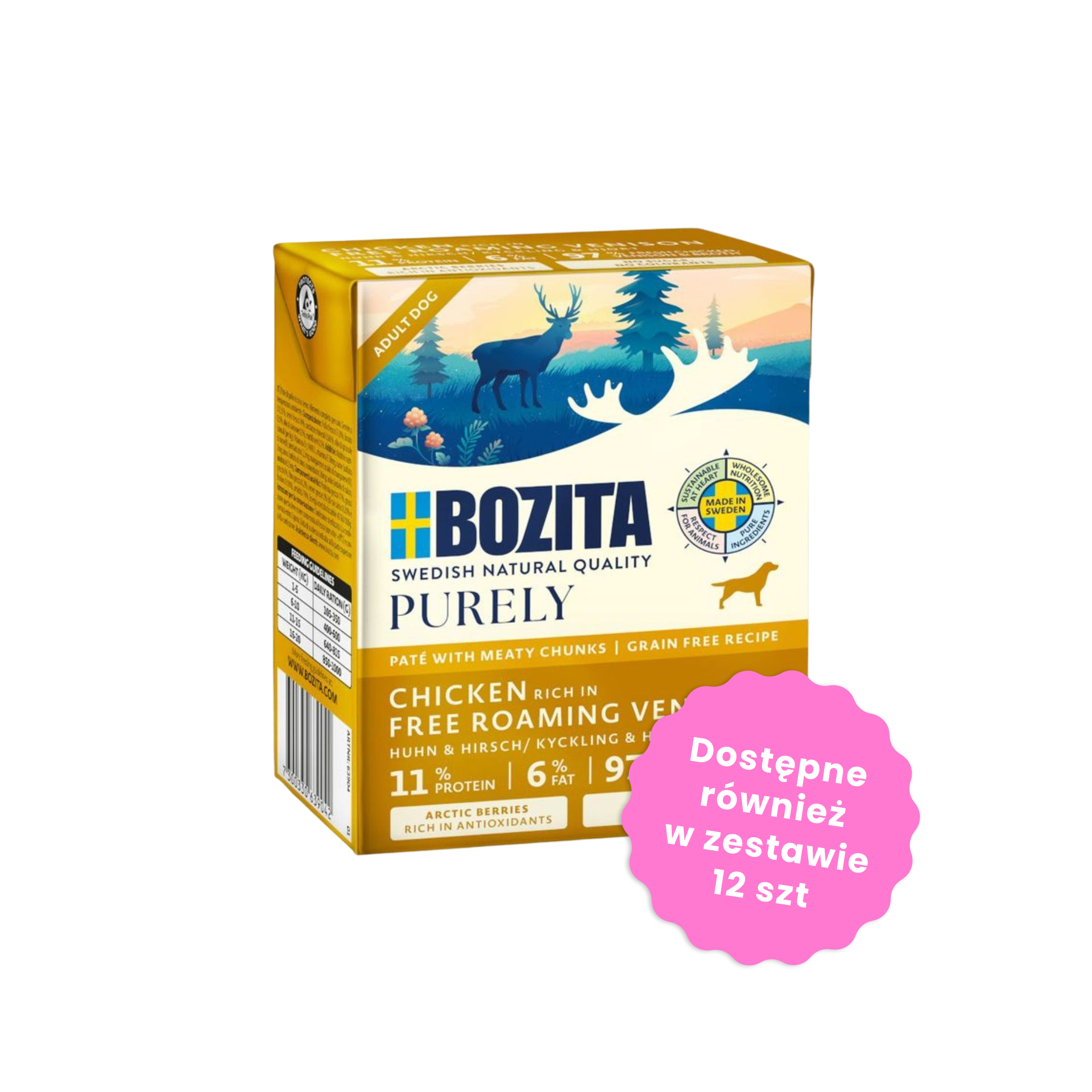 BOZITA Purely Paté pasztecik dla psa z kurczakiem i dziczyzną Tetra Recart 370g