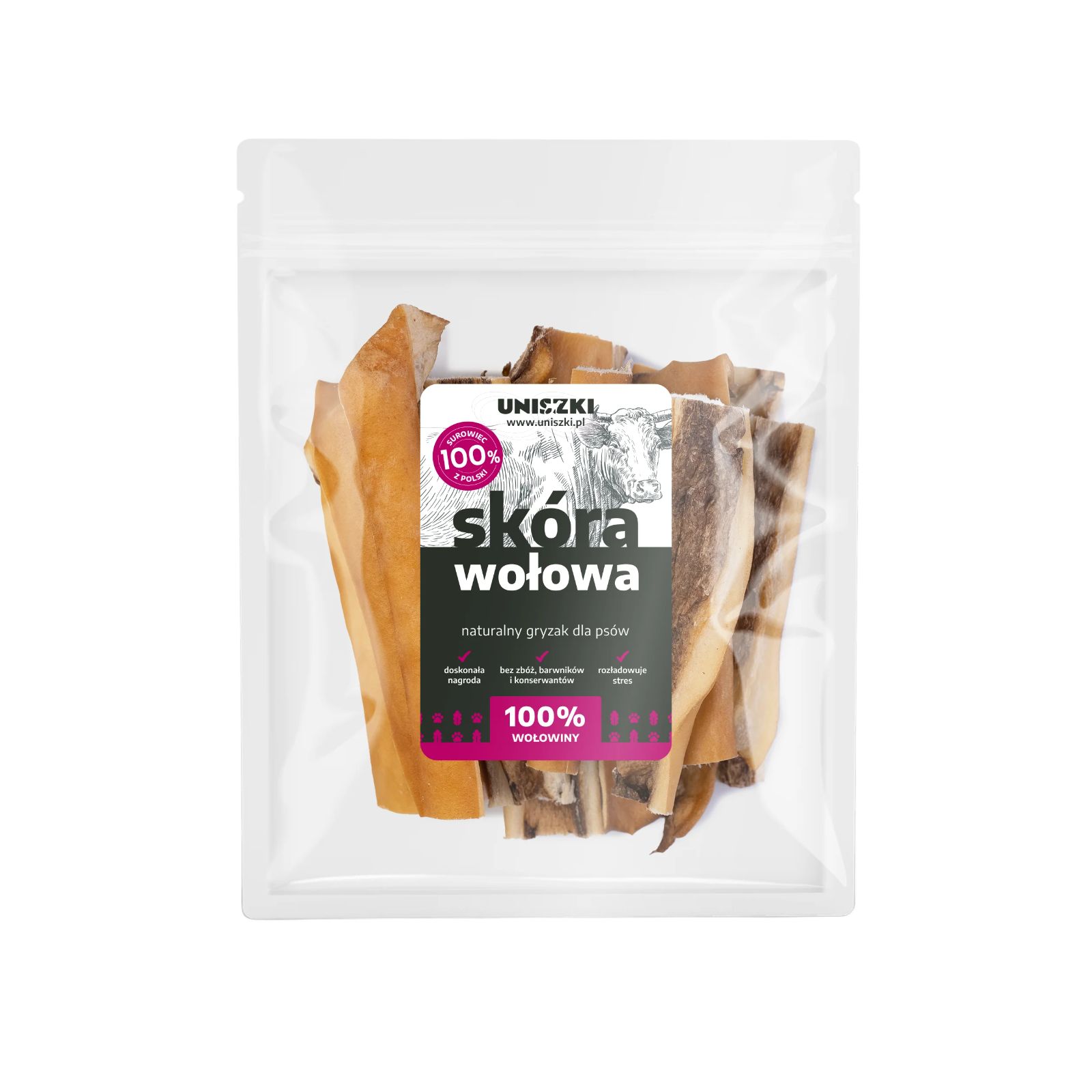 Uniszki Skóra wołowa przysmak dla psa 100g