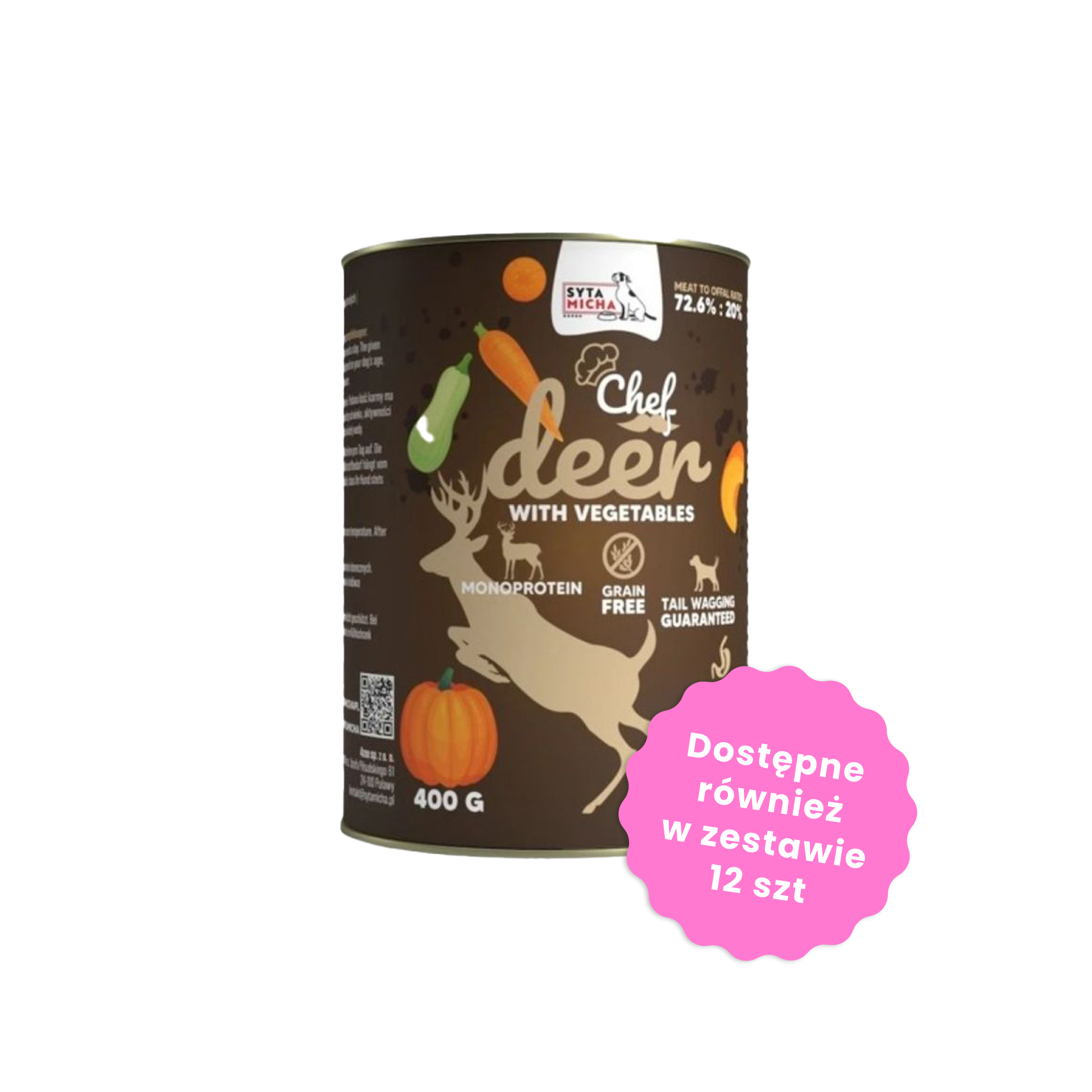 Syta Micha Karma mokra CHEF Jeleń z warzywami dla psów 400g 