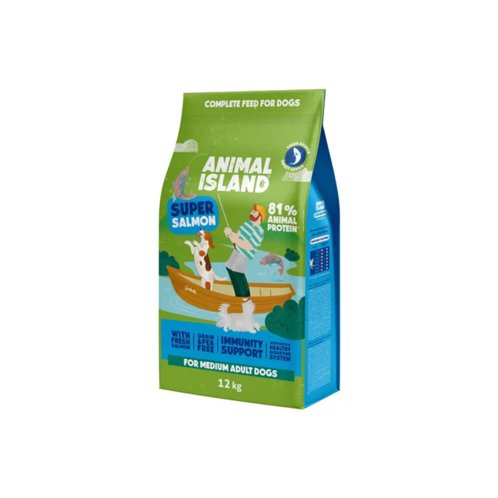 Animal Island Bezzbożowa karma sucha premium z łososiem dla psów dorosłych ras średnich 12kg