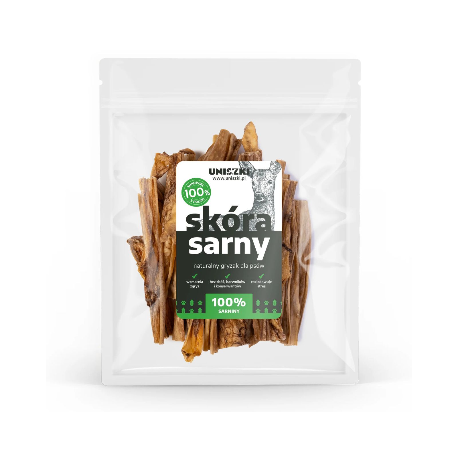 Uniszki Skóra sarny twardy przysmak dla psa 100g 