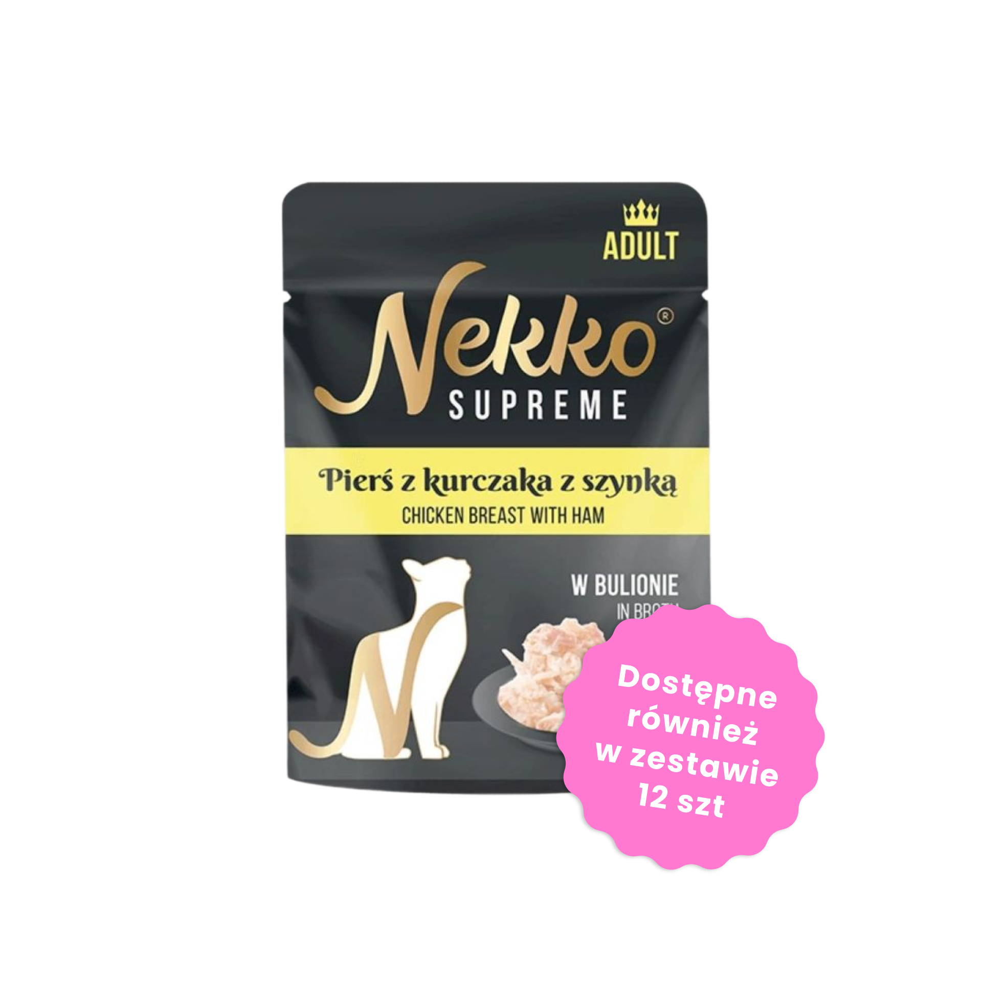 NEKKO SUPREME Adult Pierś z kurczaka z szynką w bulionie karma mokra dla kota 70g