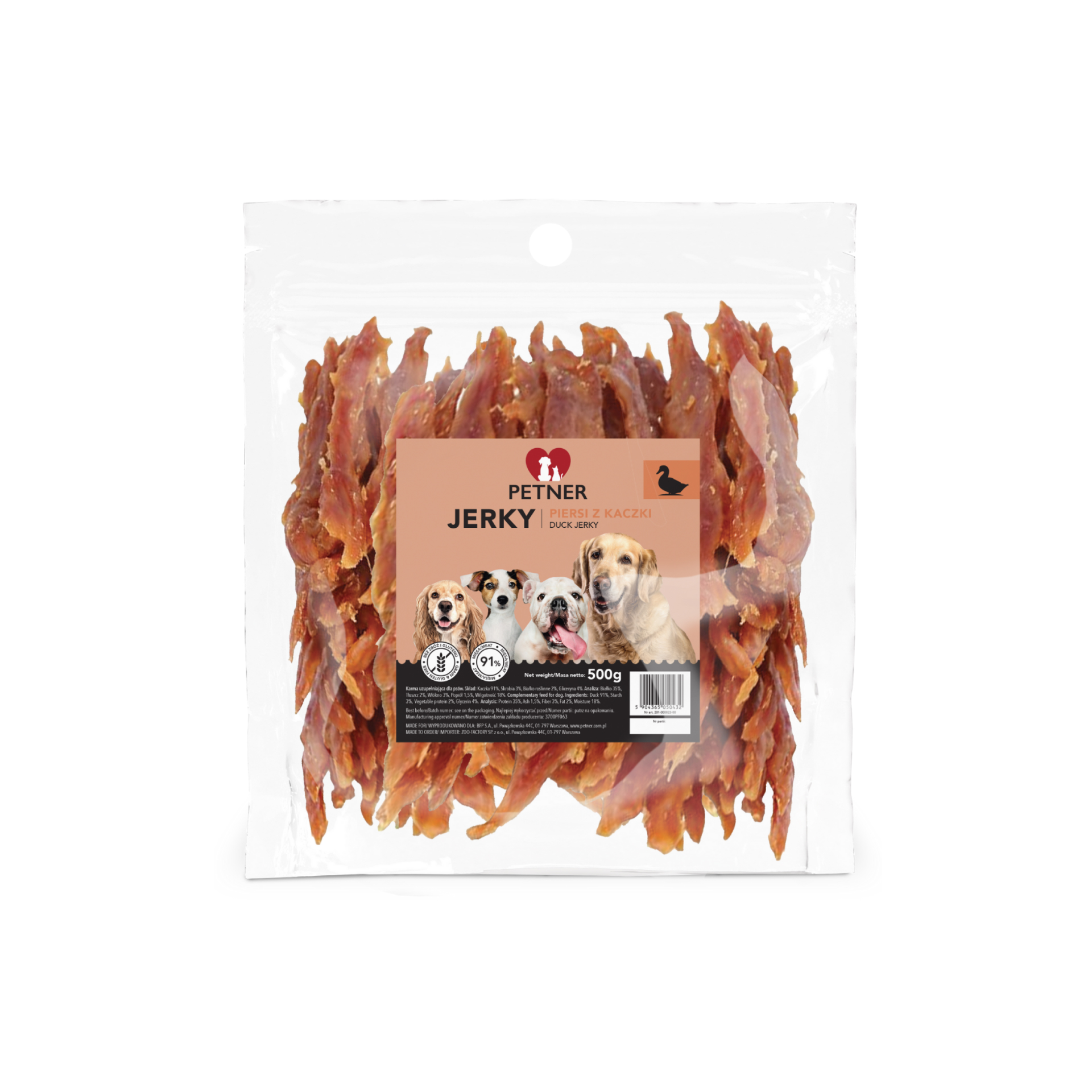 Petner jerky piersi z kaczki 500g