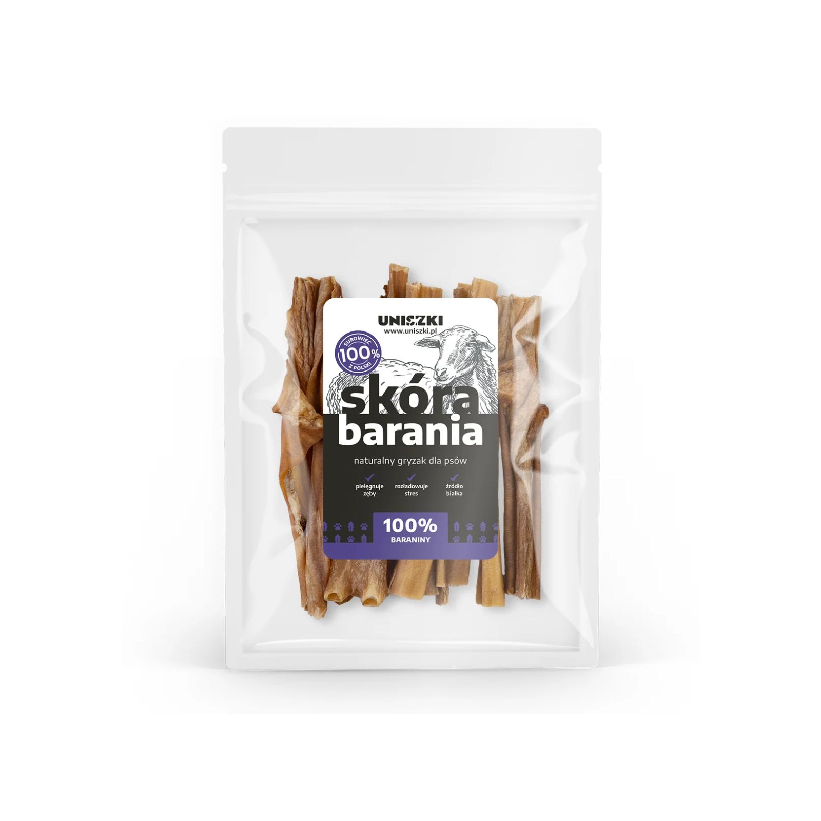 Uniszki Skóra barania przysmak dla psa 100g