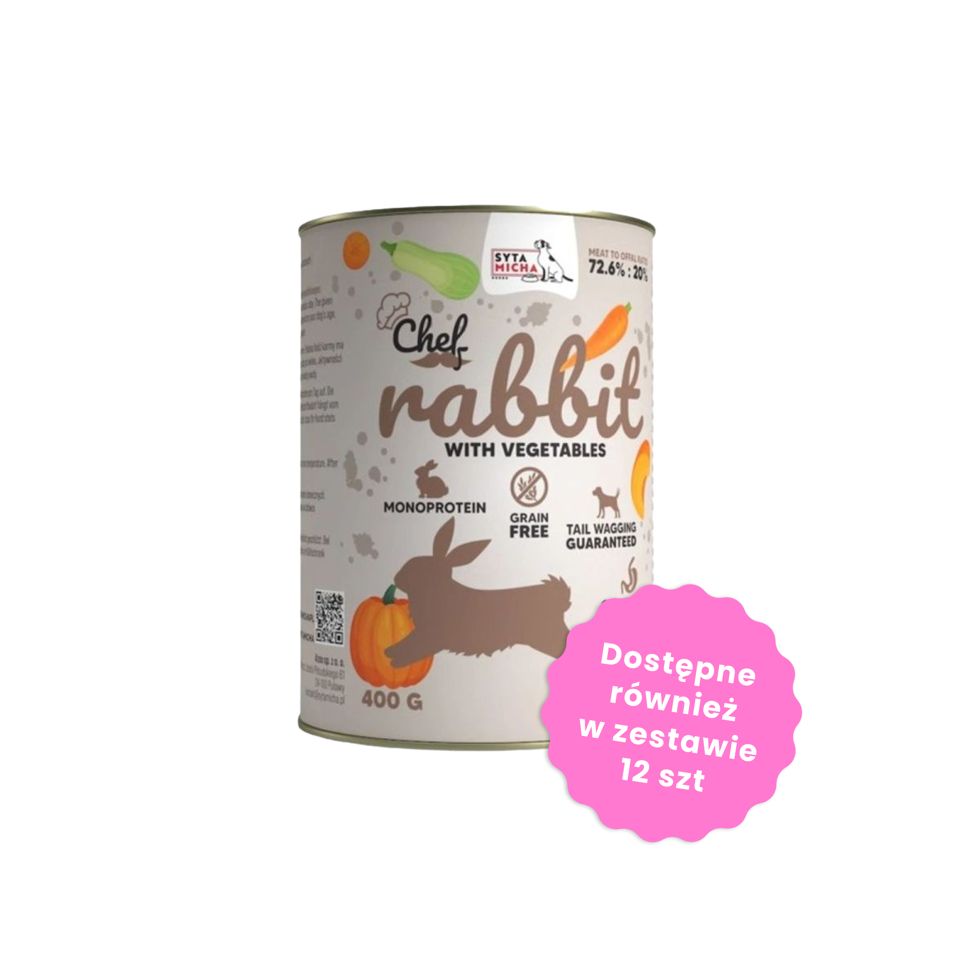 Syta Micha Karma mokra CHEF Królik z warzywami dla psów 400g 