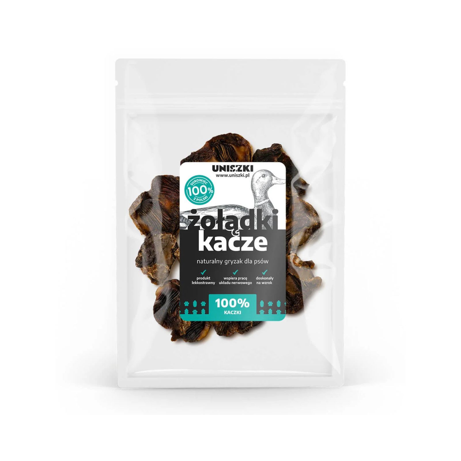 Uniszki Żołądki kacze naturalny przysmak dla psa 150g 