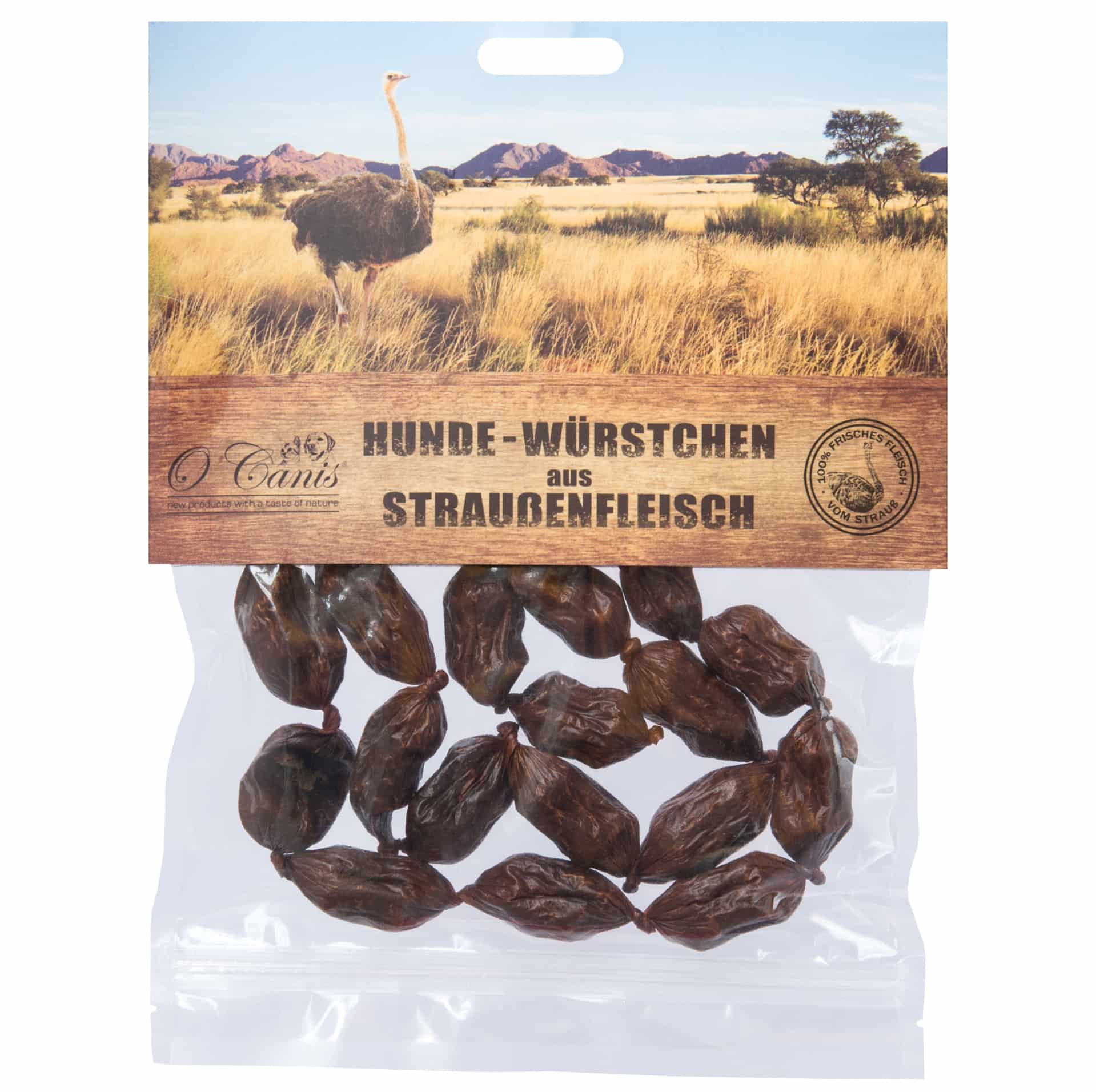 O'Canis mini kiełbaski dla psa ze strusia 100g