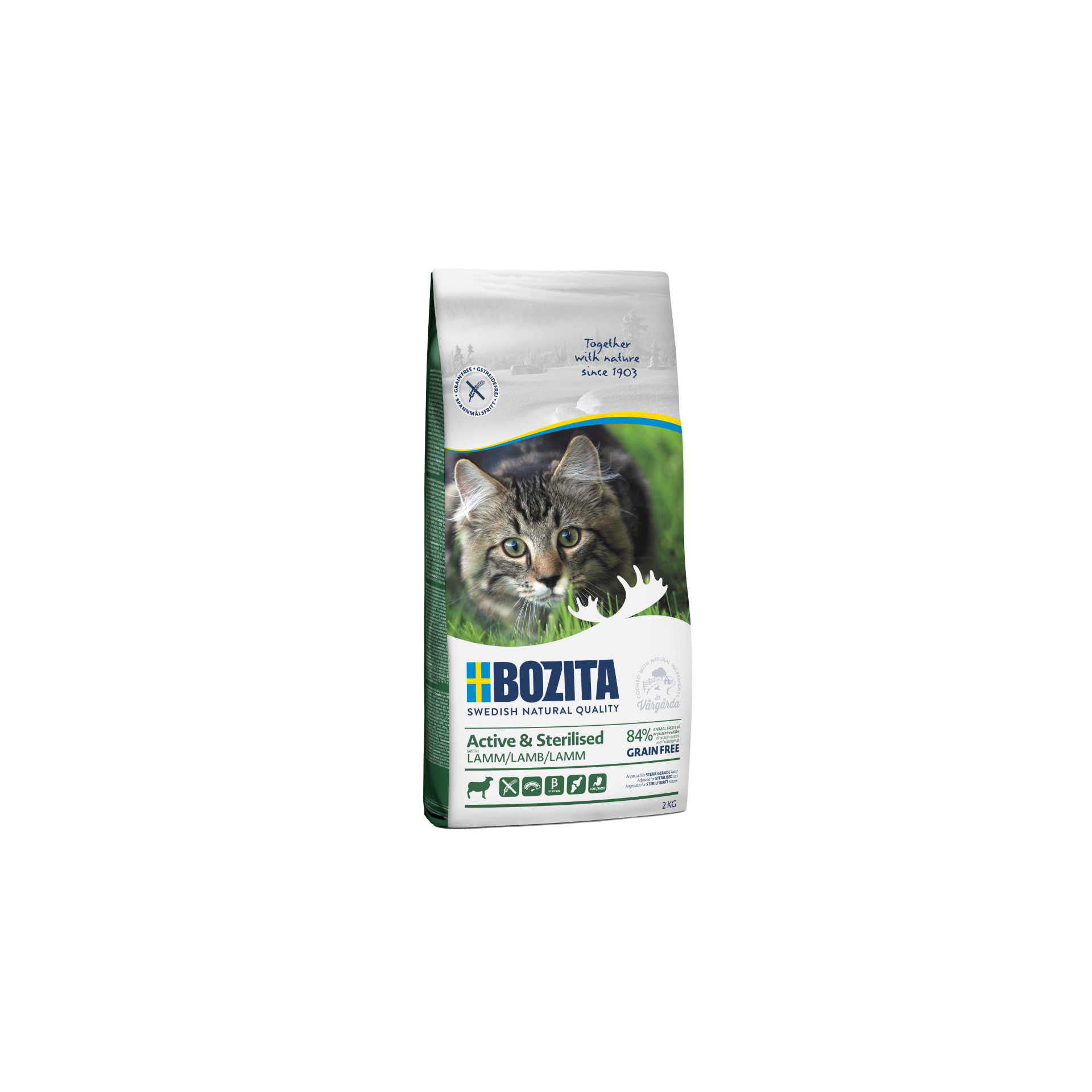 BOZITA Active & Sterilised Grain Free z jagnięciną 2 kg 