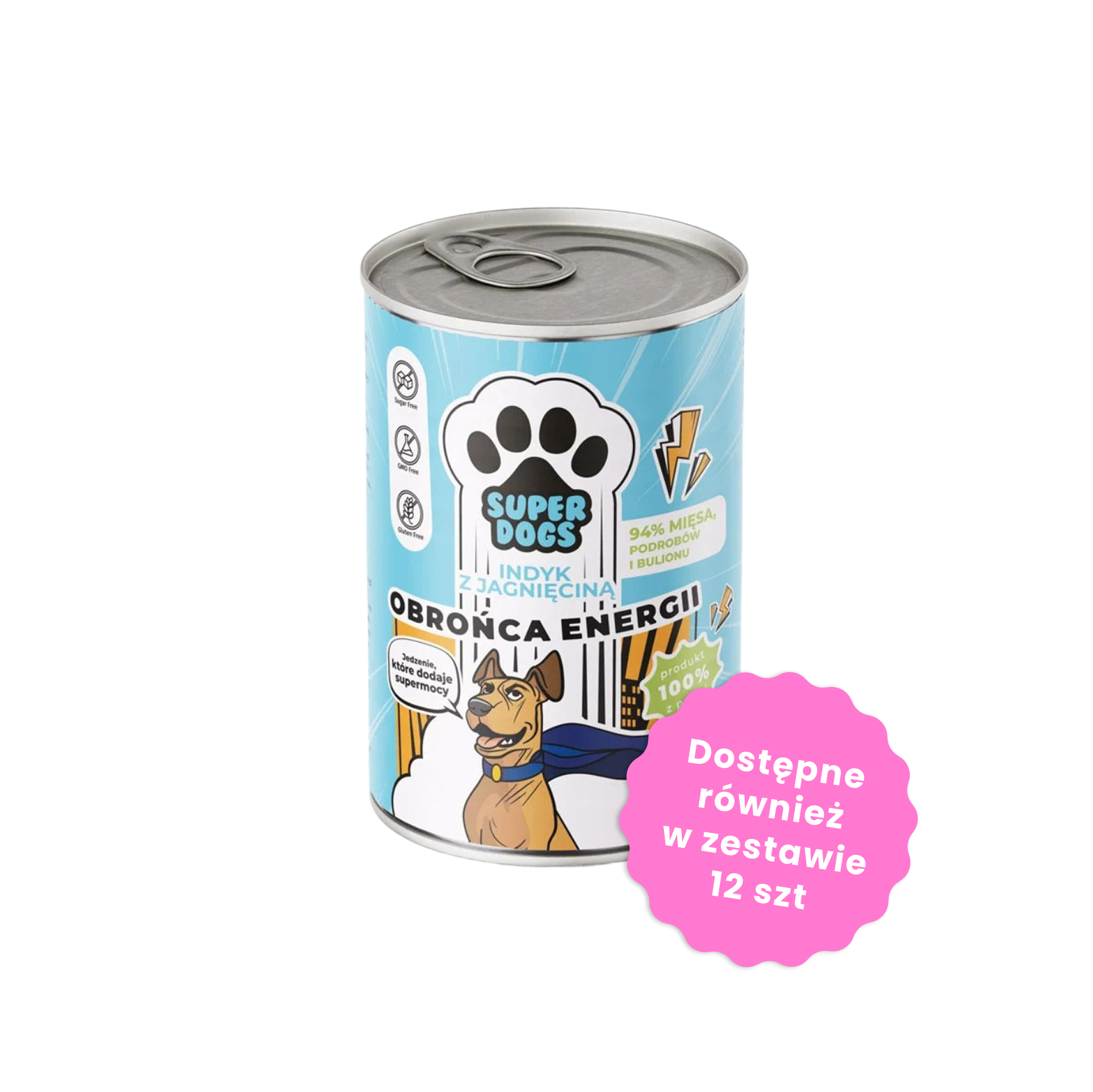 SUPERDOGS Karma mokra Obrońca Energii Indyk z jagnięciną 400g