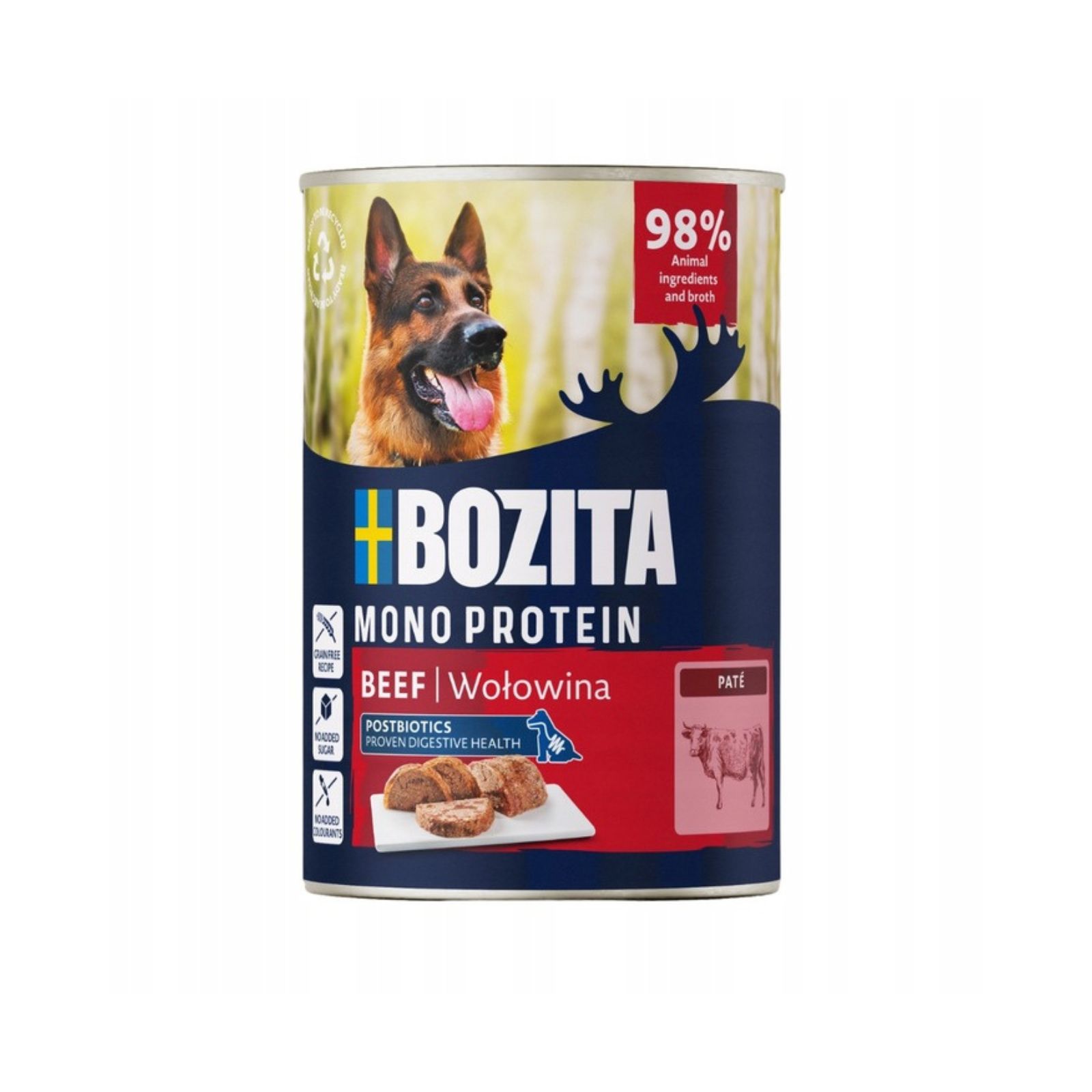 BOZITA Mono protein Beef Wołowina z postbiotykiem mokra karma monobiałkowa dla psów 800g