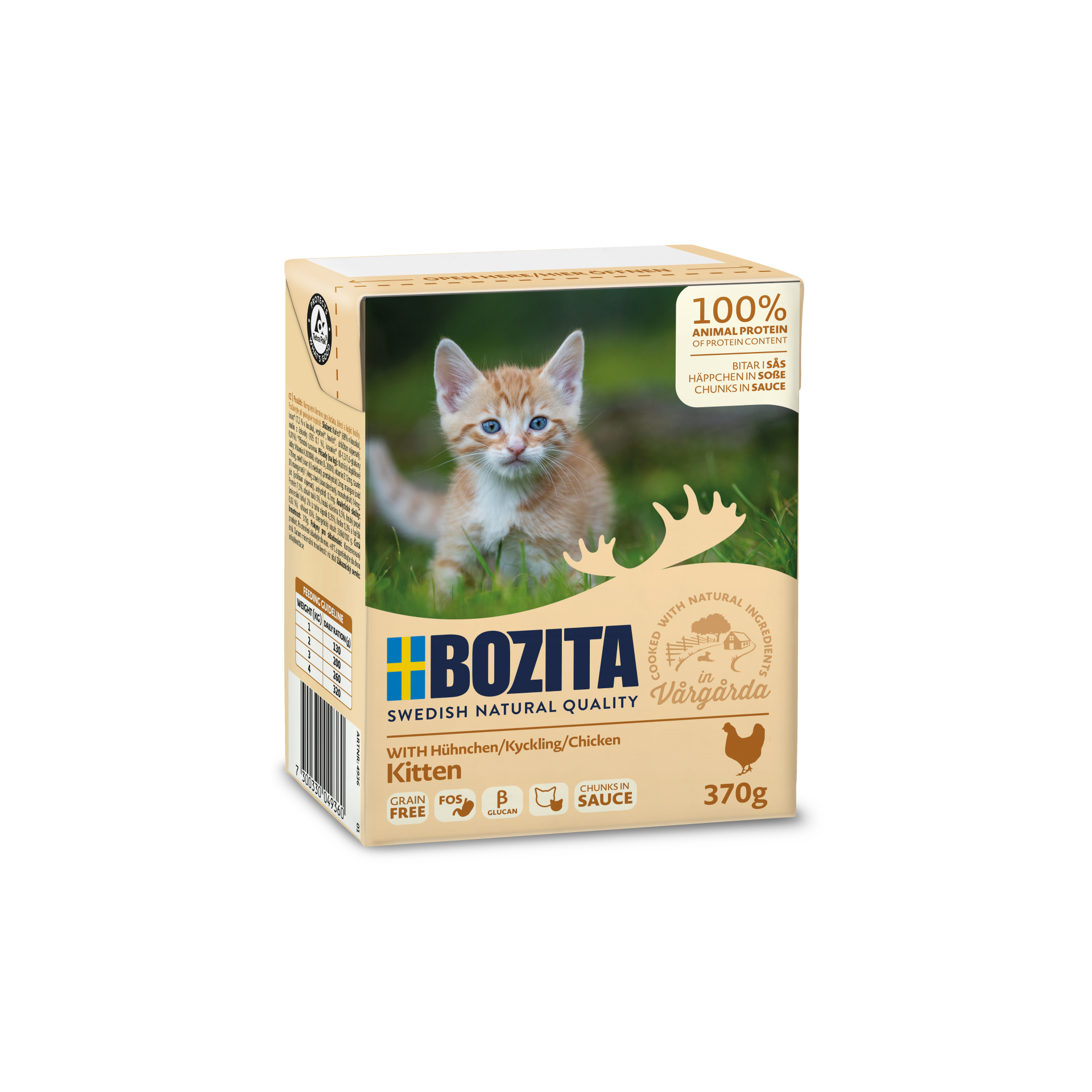 BOZITA Kitten kurczak w sosie dla kociąt i ciężarnych kotek Tetra Recart 370g 